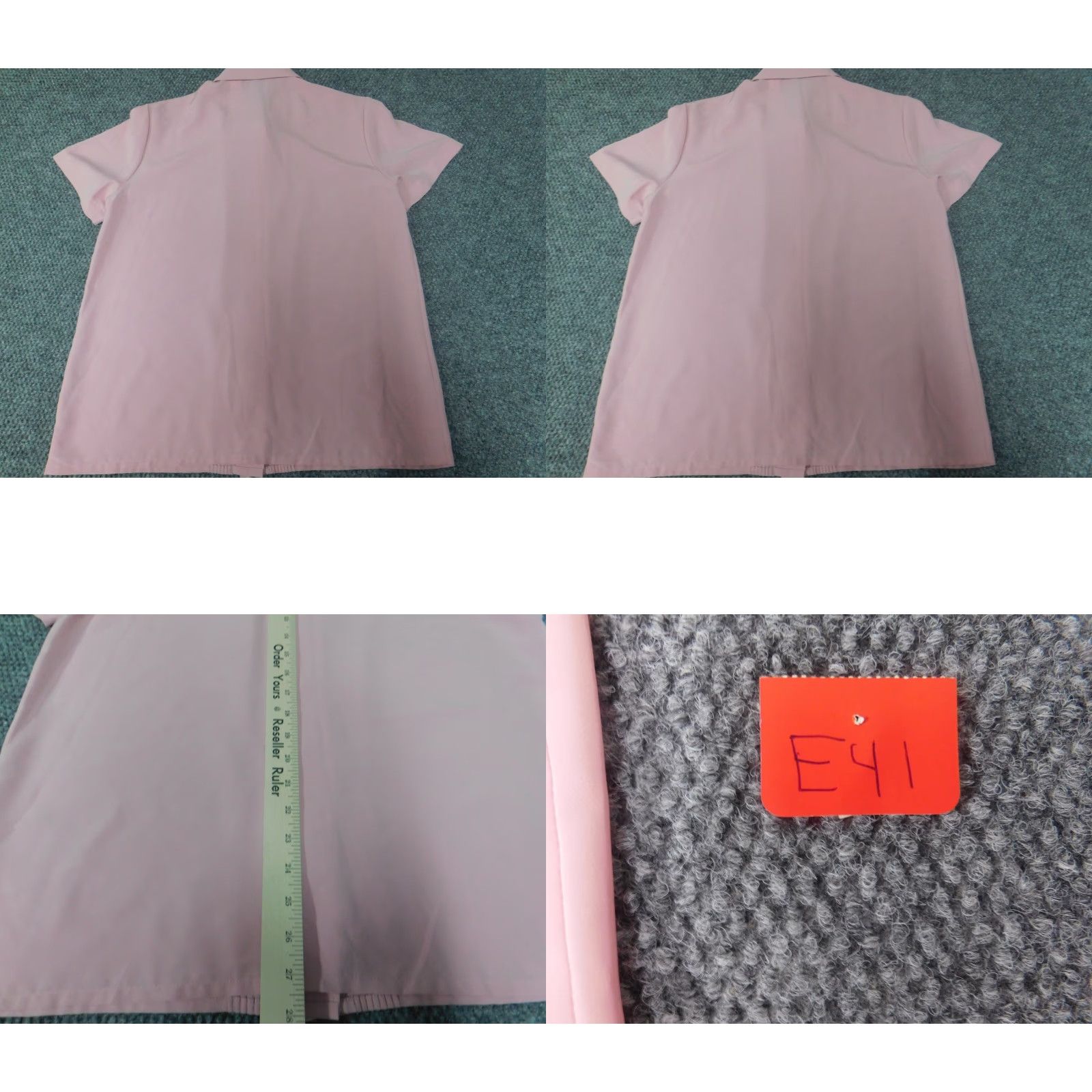 Vintage Claudia Richard Womens Button-Up Shirt Blouse 10 Pink Short Sleeve Collared Ruffle Casual Regular Basic Classic Size L / US 10 / IT 46 - 8 Thumbnail
