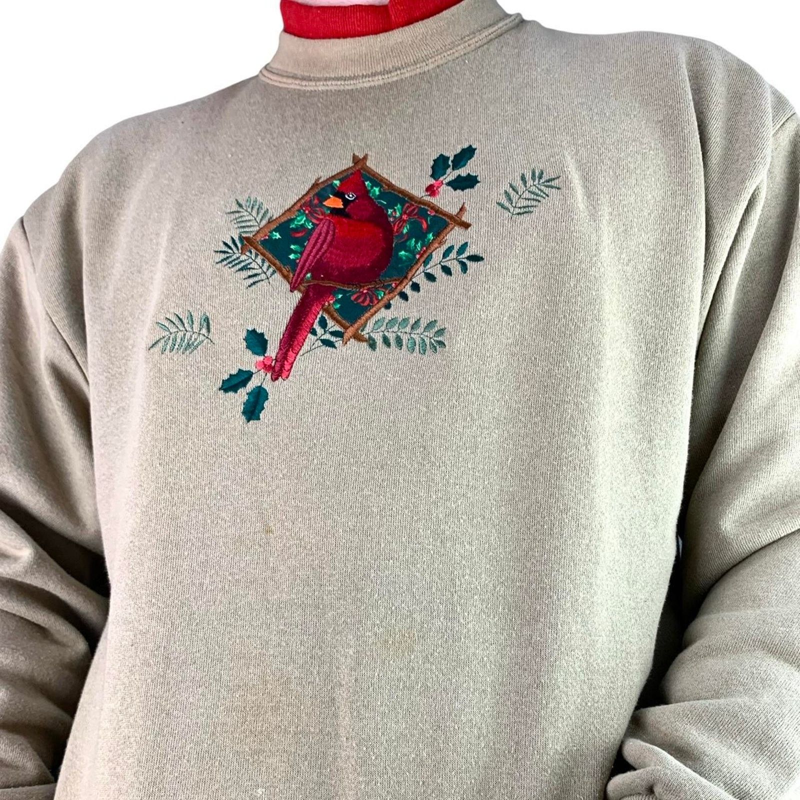 Vintage Vintage 90s Embroidered Cardinal Crewneck Sweatshirt Size L / US 10 / IT 46 - 1 Thumbnail