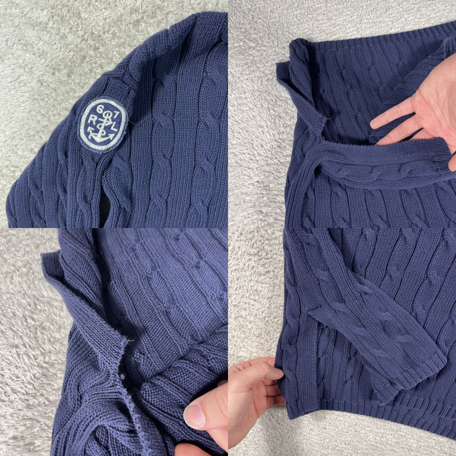 Polo Ralph Lauren Polo Ralph Lauren Sweater Women's XL Navy V-Neck Cable Knit Nautical Boxy Sail 90s Preppy Mens? Size XL / US 12-14 / IT 48-50 - 8 Thumbnail
