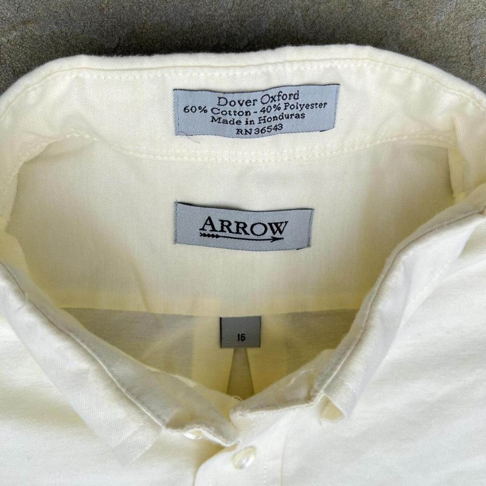 Arrow Vintage 90s Pale Yellow Oxford Short Sleeve Button Down Size US L / EU 52-54 / 3 - 3 Thumbnail