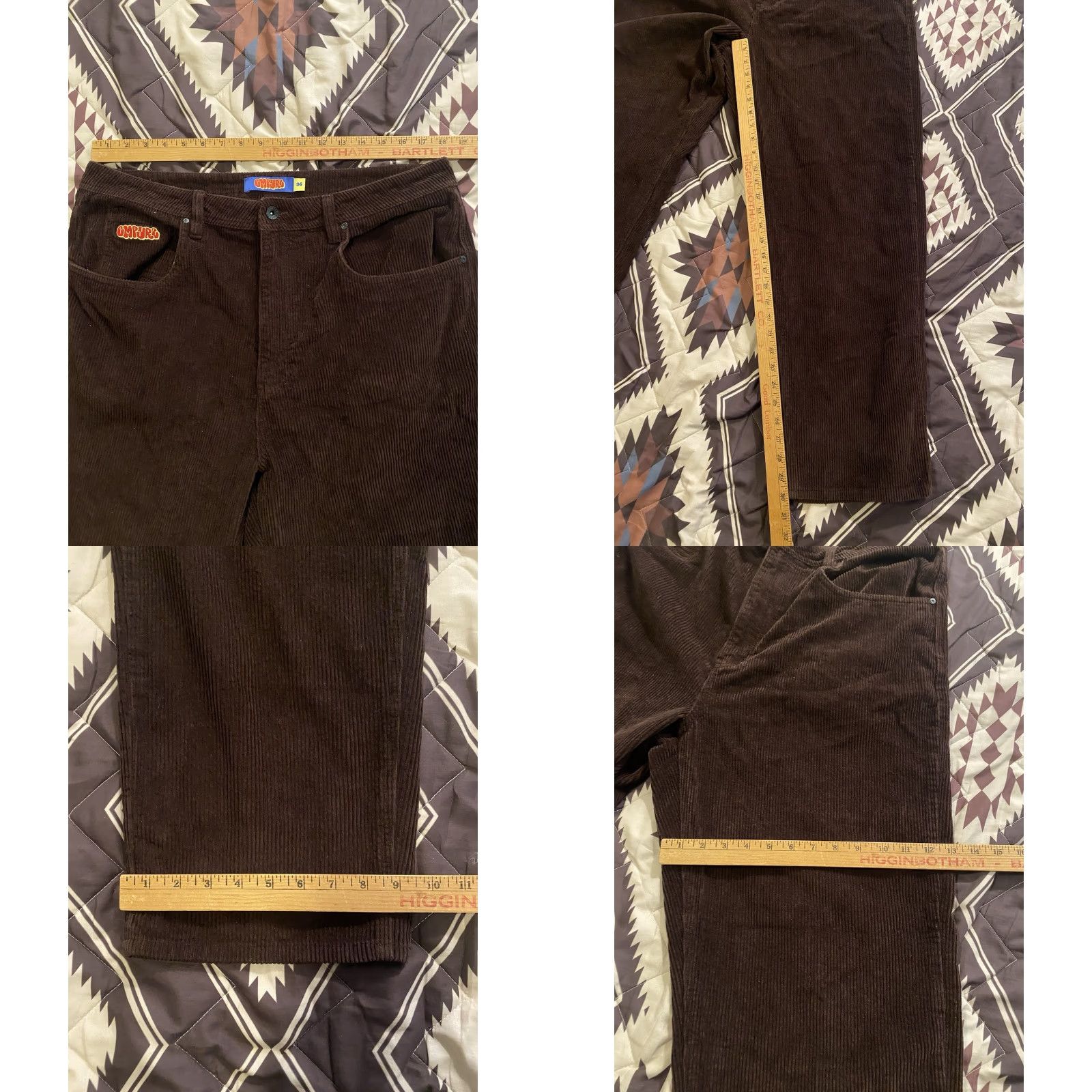 VINTAGE Empyre Corduroy Pants Baggy Relaxed 90s Grunge Men’s 36x30 Wide-Leg 90s Grunge Cotton Brown Logo Pocket ZIP Button