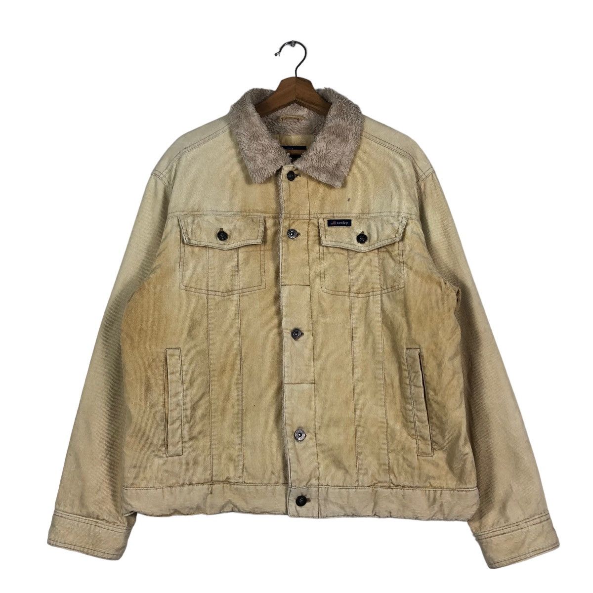 🔥Vintage Cosby Biker Racer Corduroy Shearling Jacket