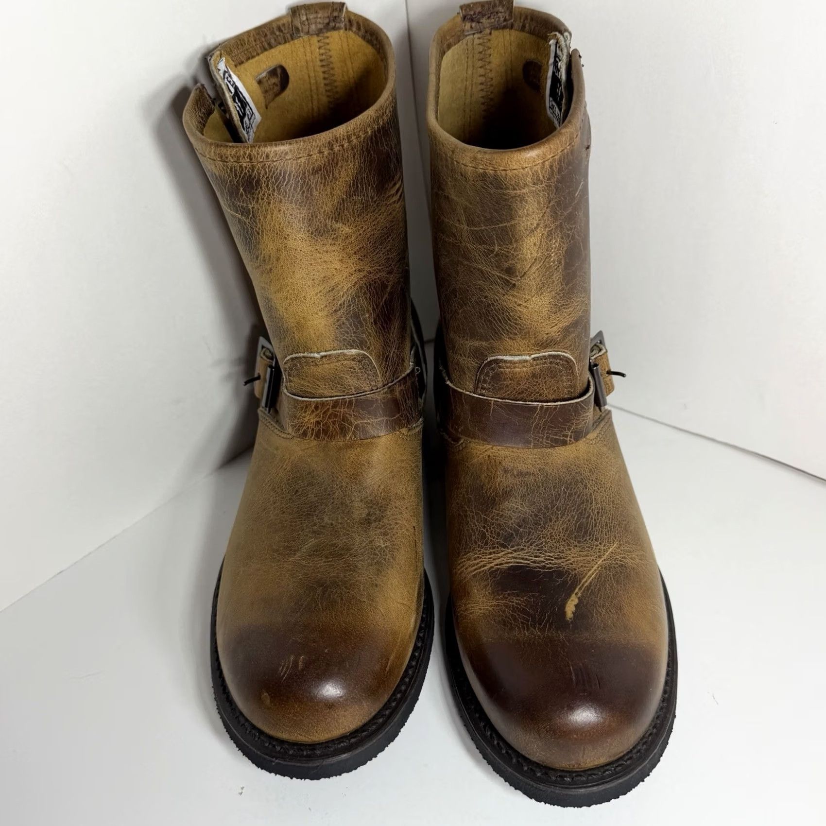 Frye Frye Engineer Boots Brown Leather Mens 11 M Buckle USA Made Size US 11 / EU 44 - 4 Thumbnail