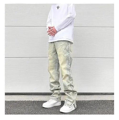 Designer Washed Jeans Zipper Split Straight Size US 30 / EU 46 - 6 Thumbnail
