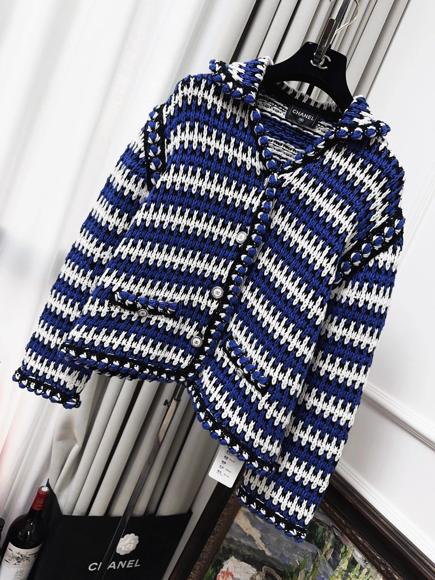 Chanel Chanel 21C Blue-White Stripe Knit Collared Chen Weiting 34 Size XS / US 0-2 / IT 36-38 - 1 Thumbnail