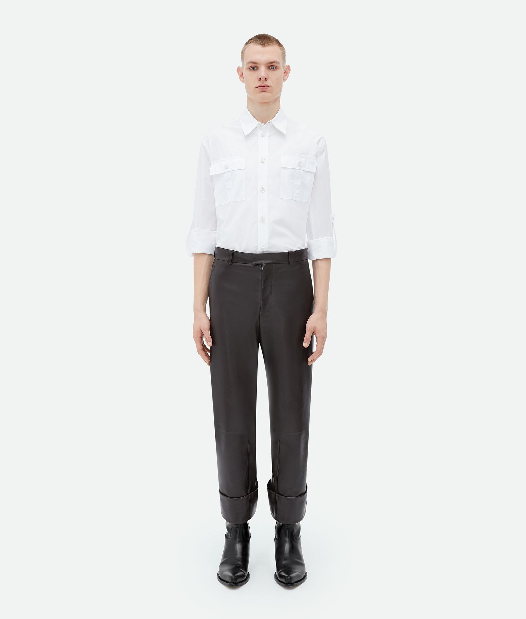 Bottega Veneta o1n1vont1224 Relaxed Fit Cotton Shirt in White Size US XL / EU 56 / 4 - 1 Thumbnail