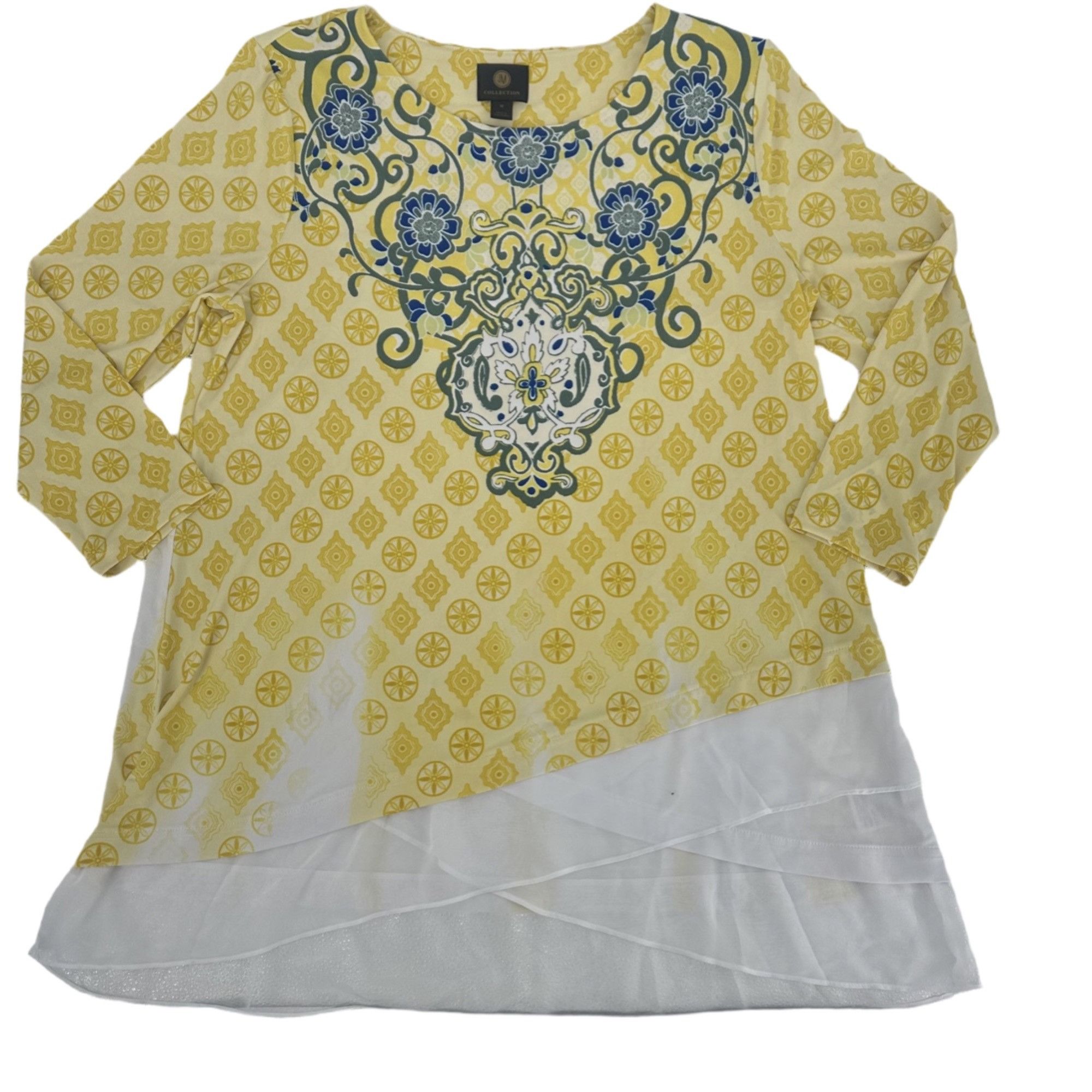 JM Collection JM Mediterranean Style Geometric Medallion Top - Yellow - M Size M / US 6-8 / IT 42-44 - 1 Thumbnail