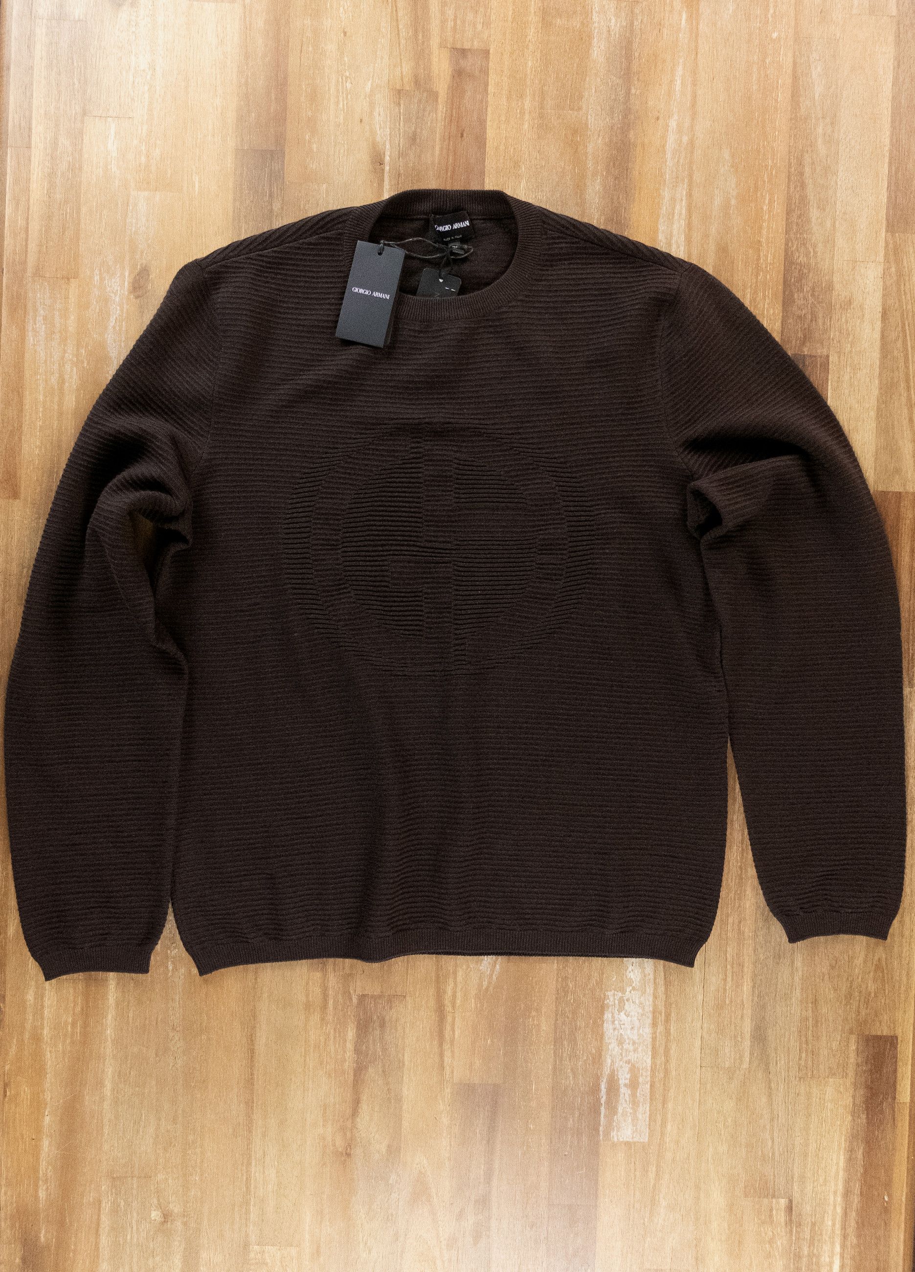 Giorgio Armani GIORGIO ARMANI mainline brown logo wool sweater XL Size US XL / EU 56 / 4 - 5 Thumbnail