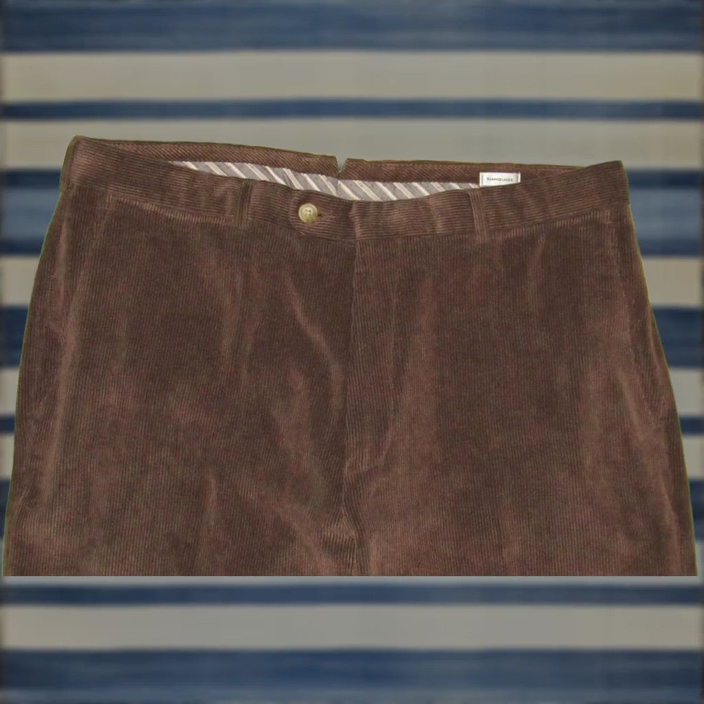 Peter Millar PETER MILLAR Nanoluxe Brown Flat Front Corduroy Pants 36 x 33 Size US 36 / EU 52 - 1 Thumbnail