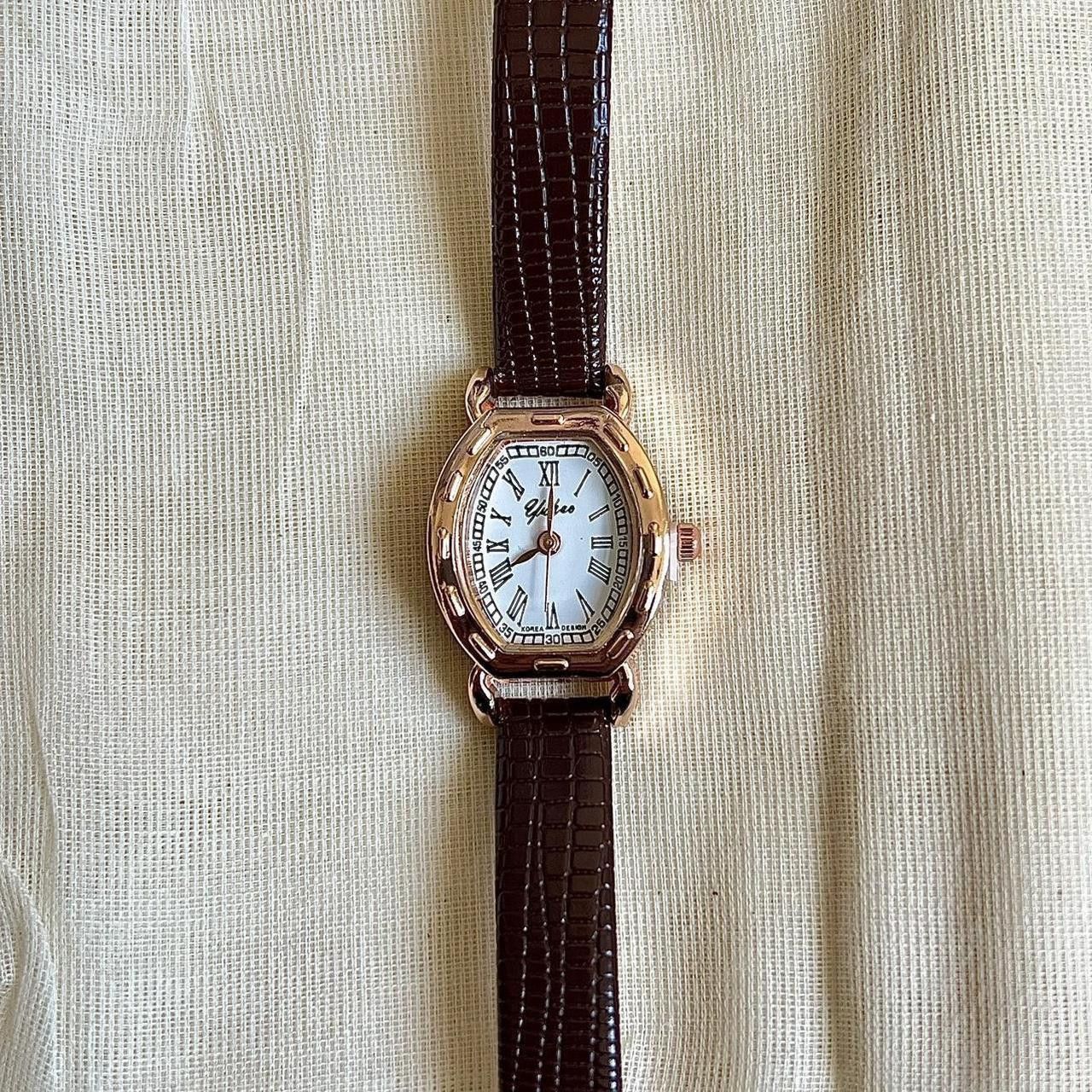 Vintage classy cute rectangle brown leather luxury watch Size ONE SIZE - 2 Thumbnail