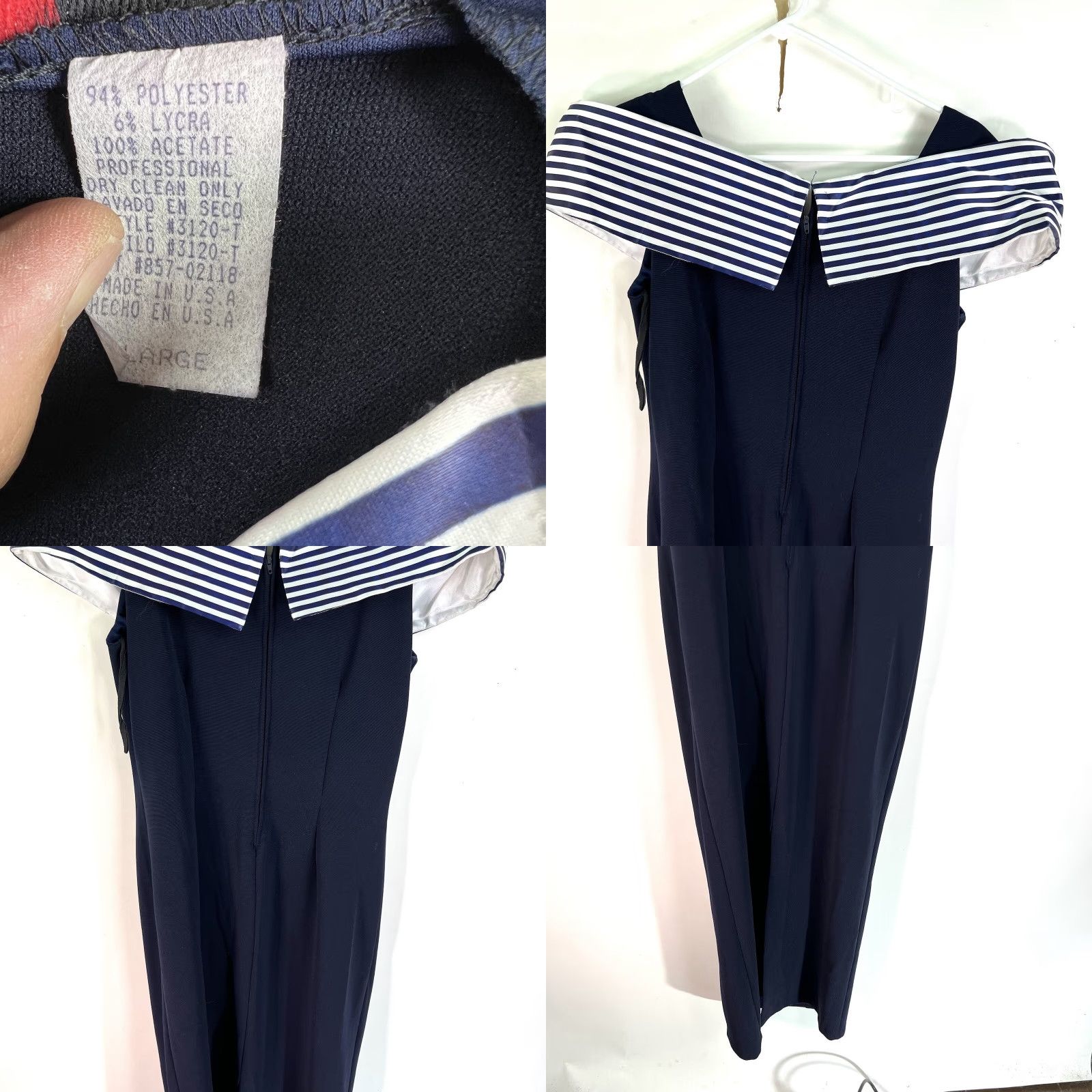 Speedo Vintage Aspeed Design Dress Size L Blue Jeweled Bow Wrap Cold Shoulder US Made Size L / US 10 / IT 46 - 8 Thumbnail