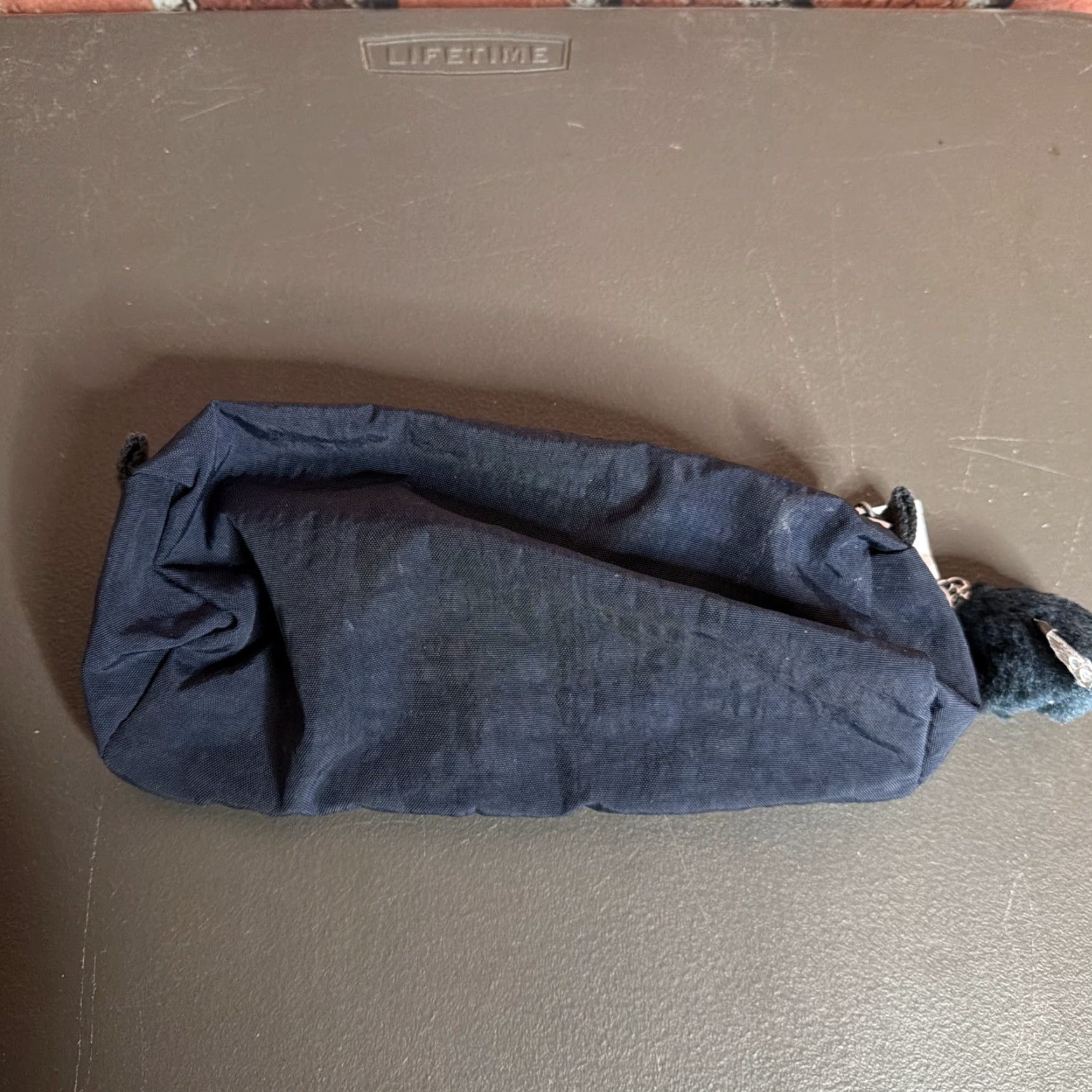 Vintage Kipling Pencil Case Bag Blue W/Monkey Charm - Mini, Recycled Polyester, Zipper, 90s, Charms, Unisex Adults, 8x4 in, Lightweight, Matte, Classic School Size ONE SIZE - 3 Thumbnail