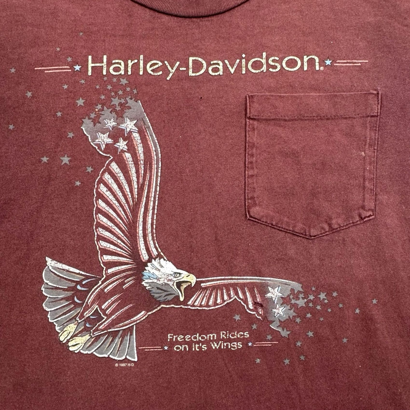 Harley Davidson VINTAGE Harley-Davidson Eagle T Shirt Adult Medium Motorcycle Biker 90s Red Cotton Short Sleeve Crew Neck Men Mens T-Shirt Size US M / EU 48-50 / 2 - 2 Thumbnail