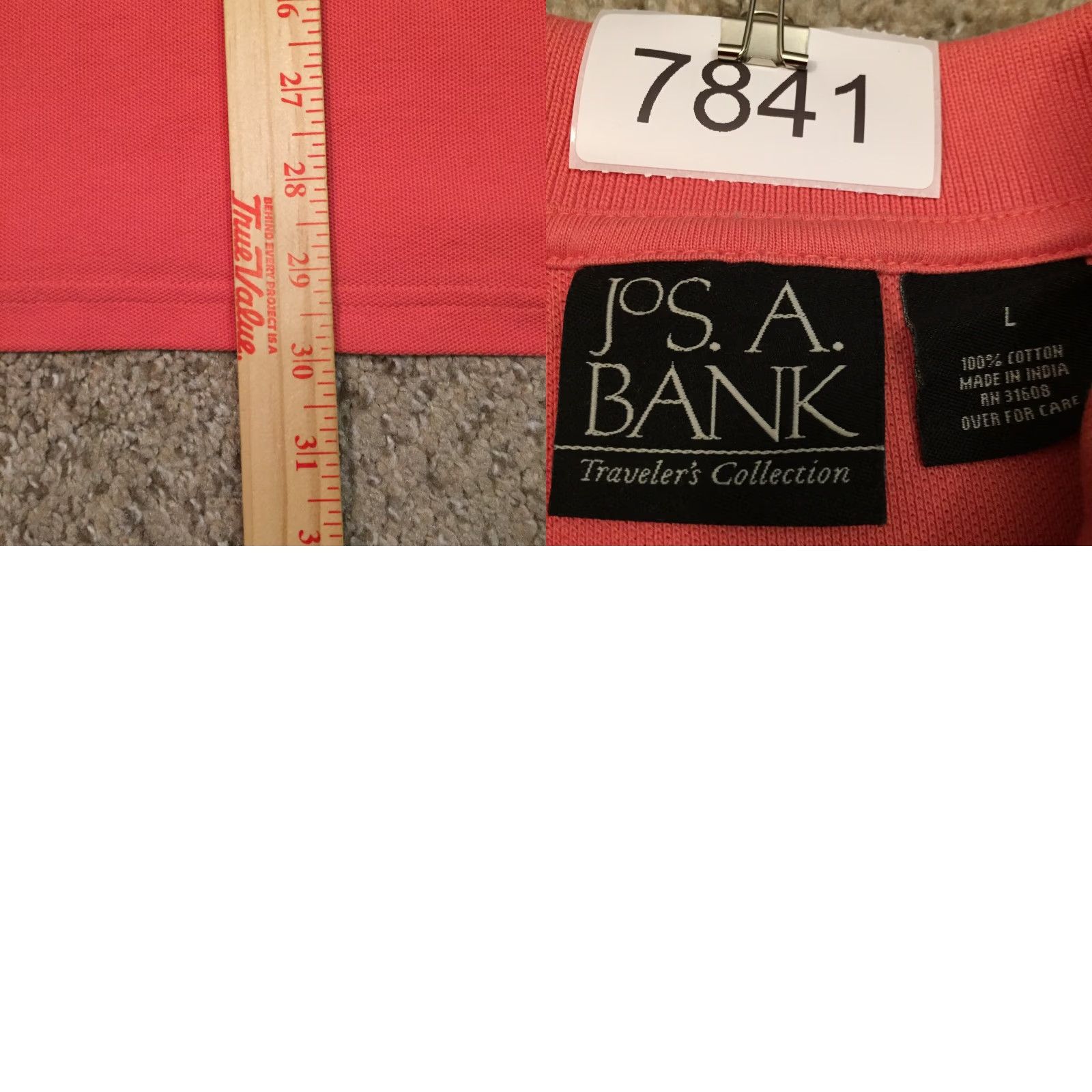 Jos. A. Bank Jos A Bank Polo Shirt Mens L Pink Knit Short Sleeve Cotton Size US L / EU 52-54 / 3 - 8 Thumbnail