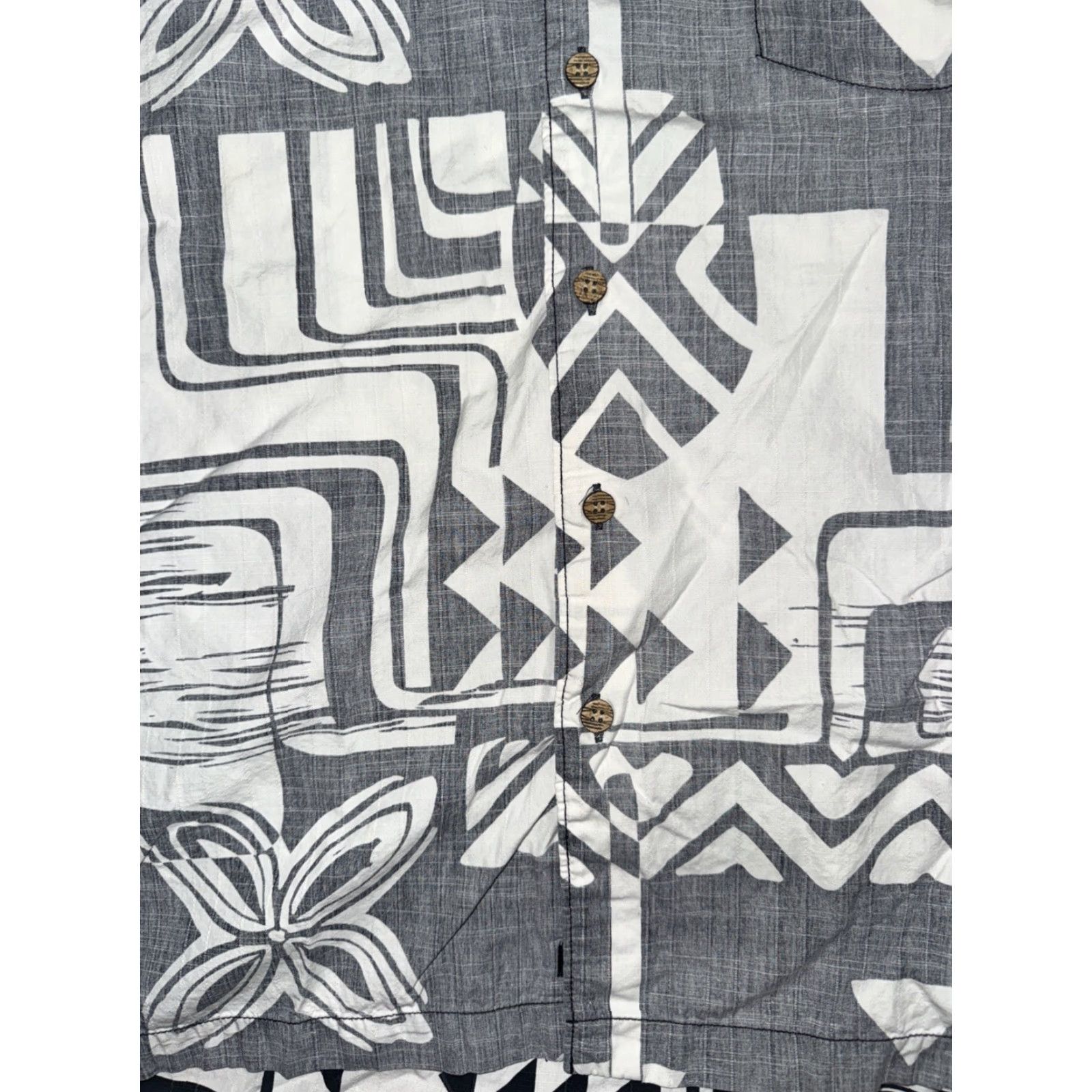 Quiksilver VINTAGE Quiksilver Waterman Hawaiian Aloha Shirt White Grey XL 22x25 Button Front Size US XL / EU 56 / 4 - 2 Thumbnail