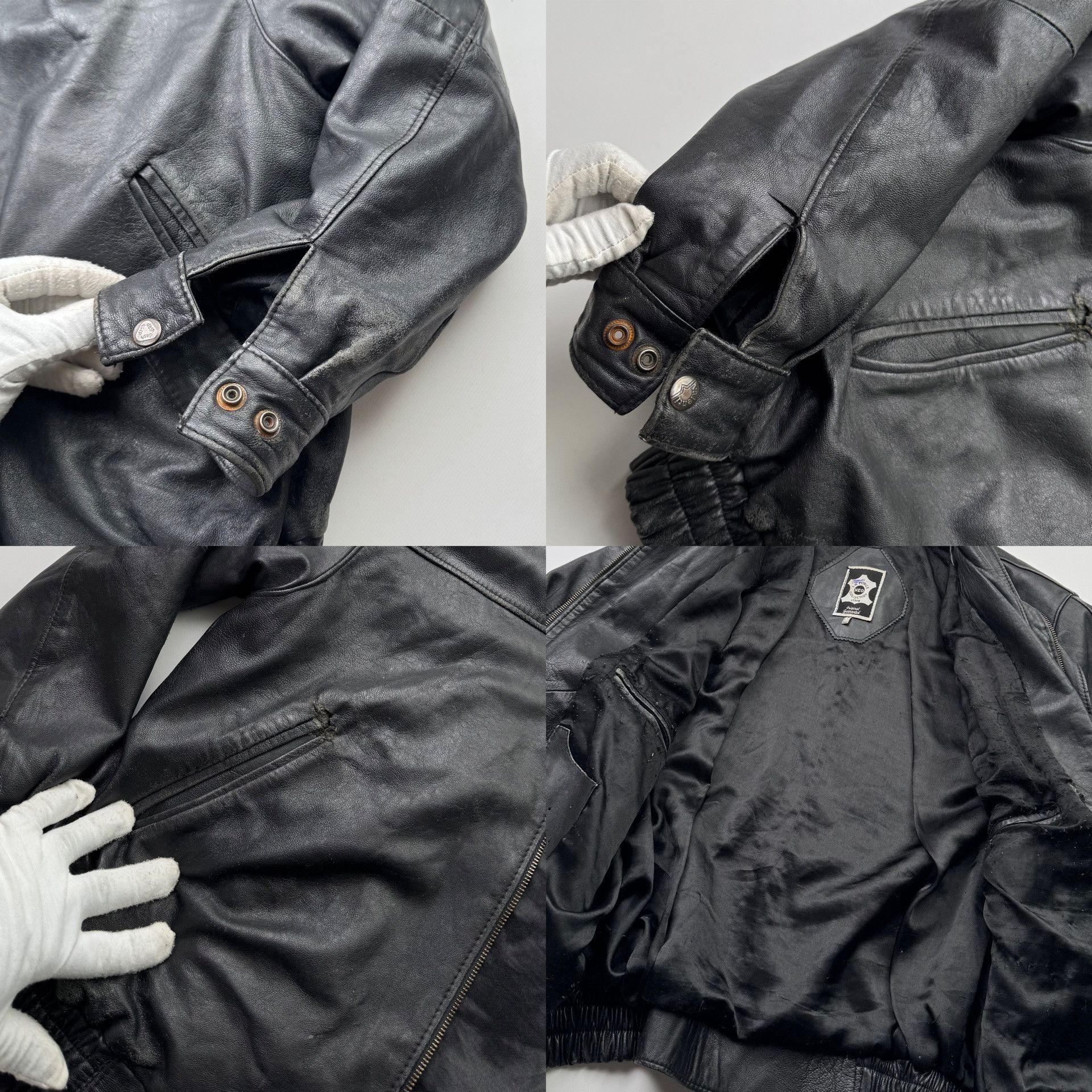 Japanese Brand Vintage Thrashed Leather Bomber Jacket B750(V507) Size US M / EU 48-50 / 2 - 5 Thumbnail