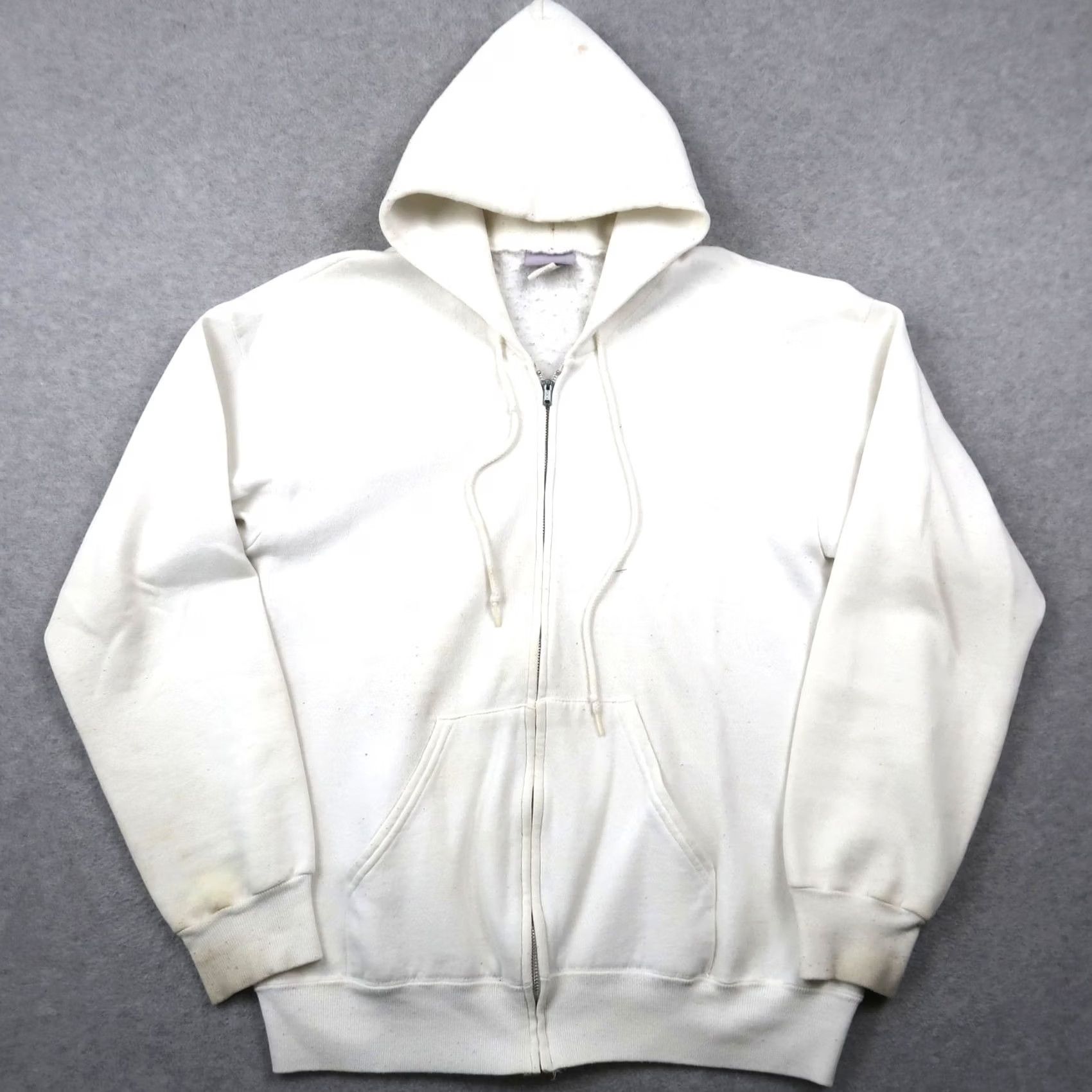 Vintage Vintage 80s Full Zip Hoodie Mens L White Sweatshirt USA Made Size US L / EU 52-54 / 3 - 2 Thumbnail
