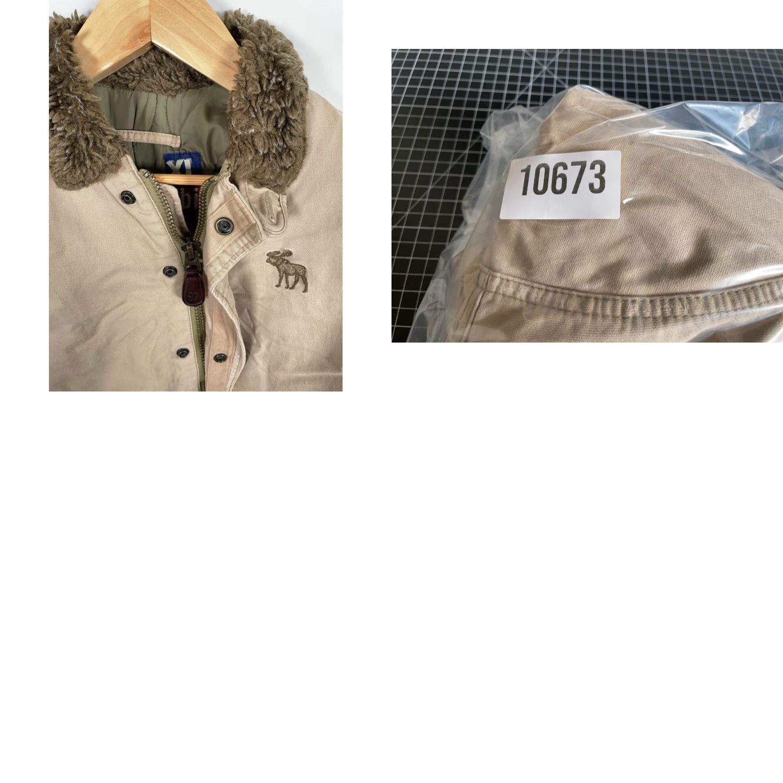 Abercrombie & Fitch Abercrombie & Fitch Bomber Jacket Mens Medium Beige Quilted Lined Faux Fur Collar Full Zip Pockets Vintage No Size US M / EU 48-50 / 2 - 10 Thumbnail