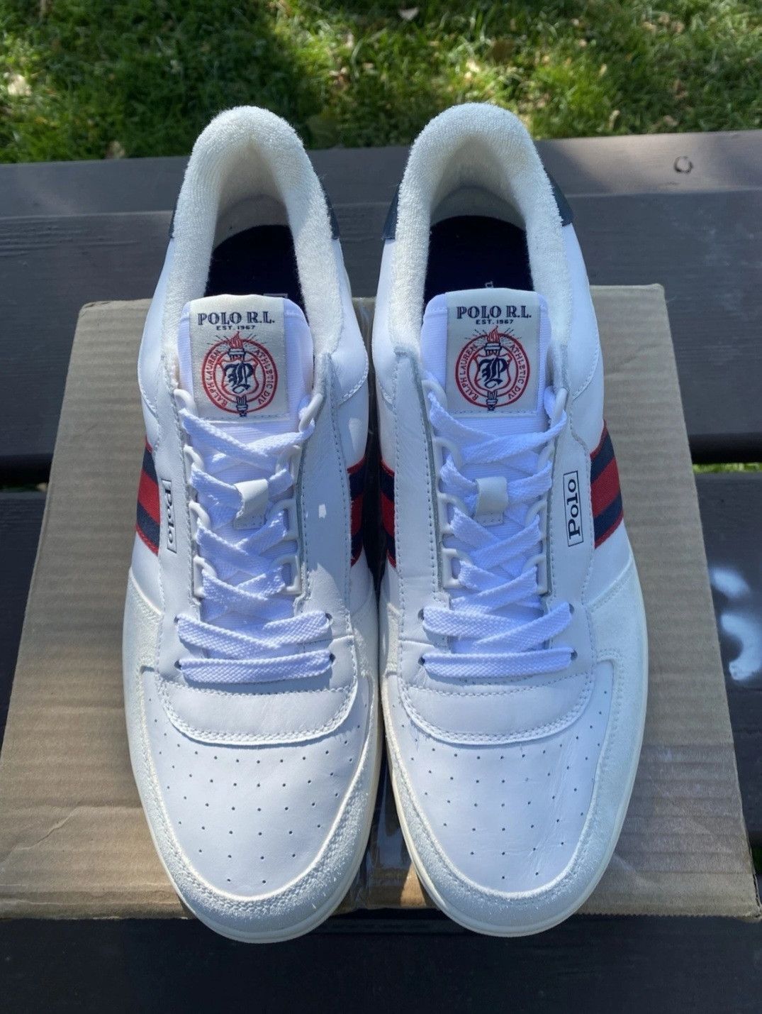 Ralph Lauren Ralph Lauren Polo Court Sneakers White Navy Red Retro 005 Size US 11.5 / EU 44-45 - 2 Thumbnail