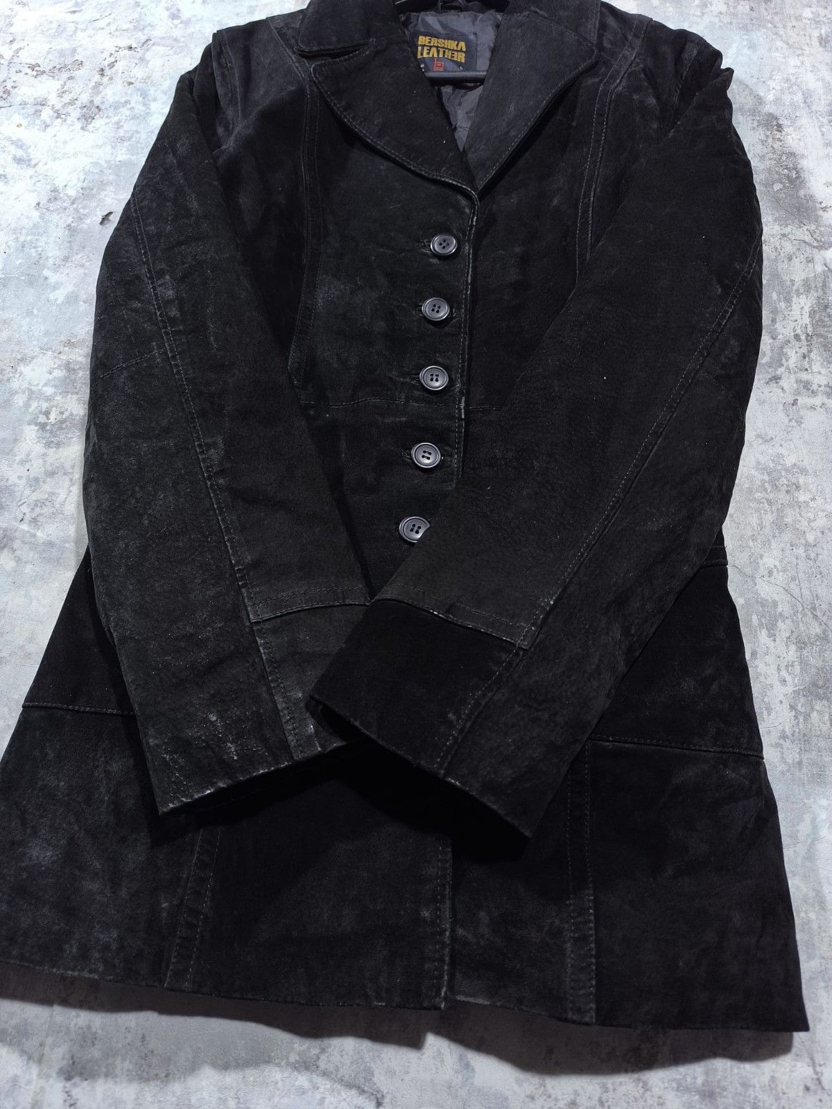 Leather Black Suede Real Leather Buttoned Coat Minimalism Archivee Size M / US 6-8 / IT 42-44 - 8 Thumbnail