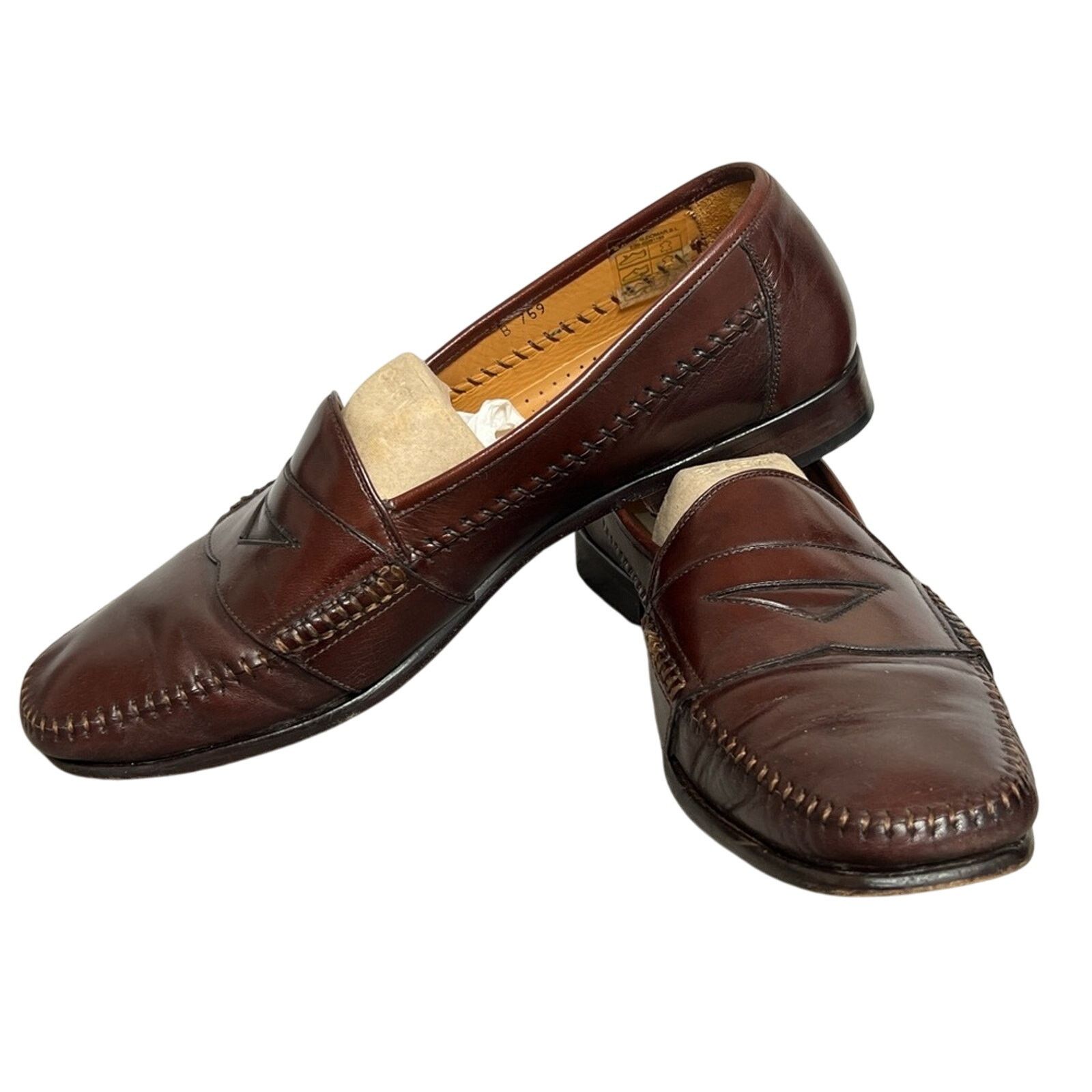 Magnanni Magnanni Leather Stitched Cognac Loafers Shoes Size 10 M Size US 10 / EU 43 - 8 Thumbnail