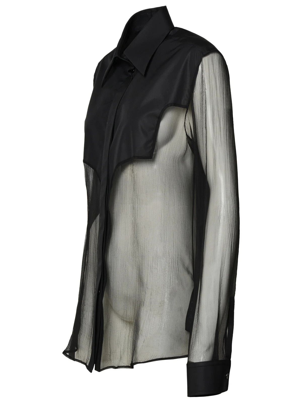 Balmain o1y0625 Silk Shirt in Black/Gray Size S / US 4 / IT 40 - 3 Thumbnail