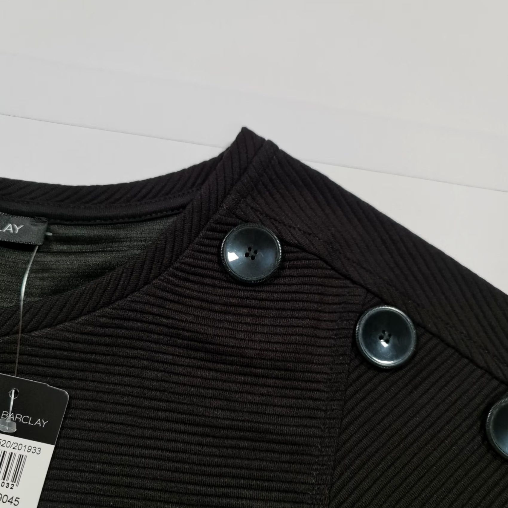 Vintage Betty Barclay Womens T Shirt Black 12 3/4 Sleeve Relaxed Fit Ribbed Top Size XL / US 12-14 / IT 48-50 - 4 Thumbnail