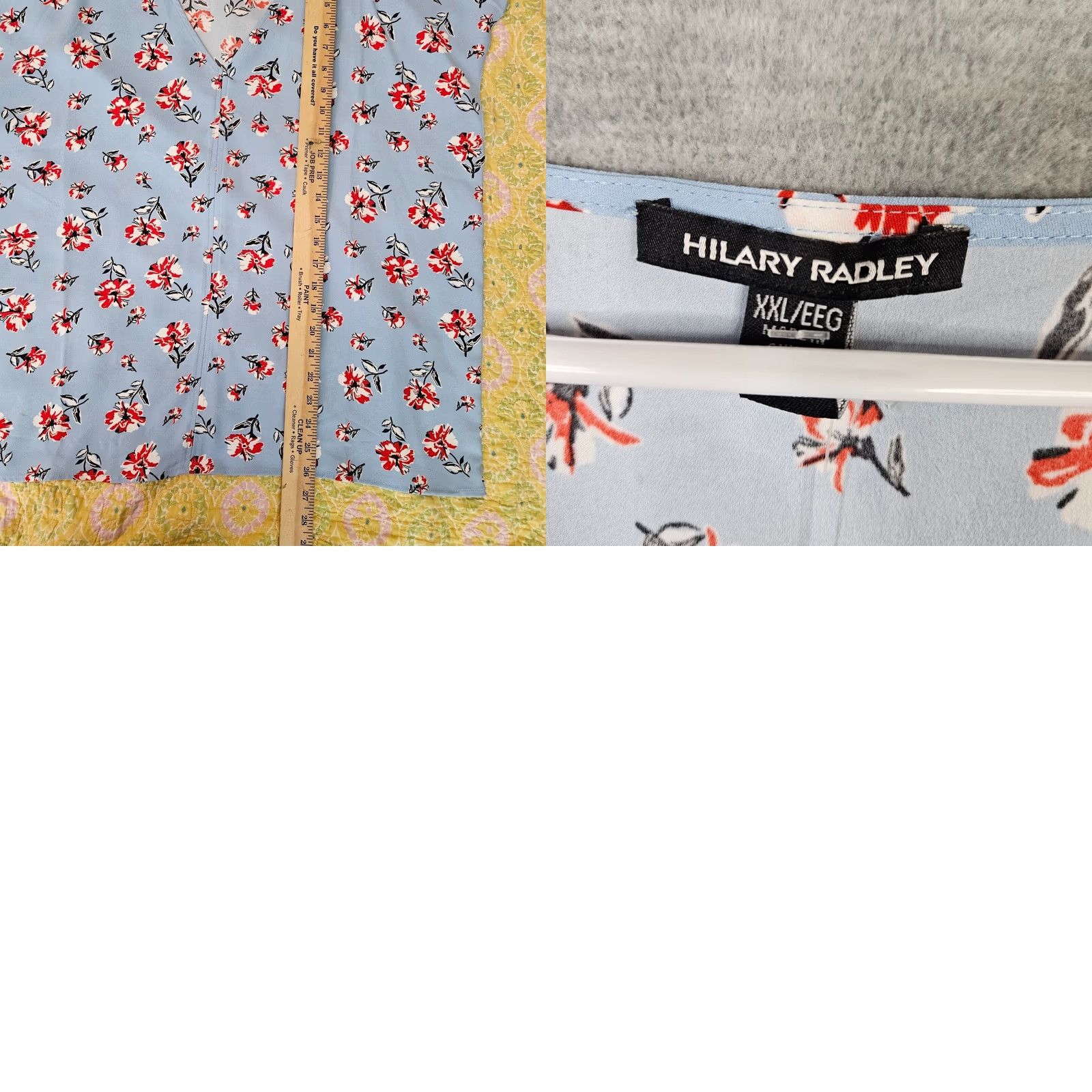 Vintage Hilary Radley Women's Blue Floral Combo Short Sleeve Blouse Size XXL NEW Size XXL / US 16-18 / IT 52-54 - 8 Thumbnail