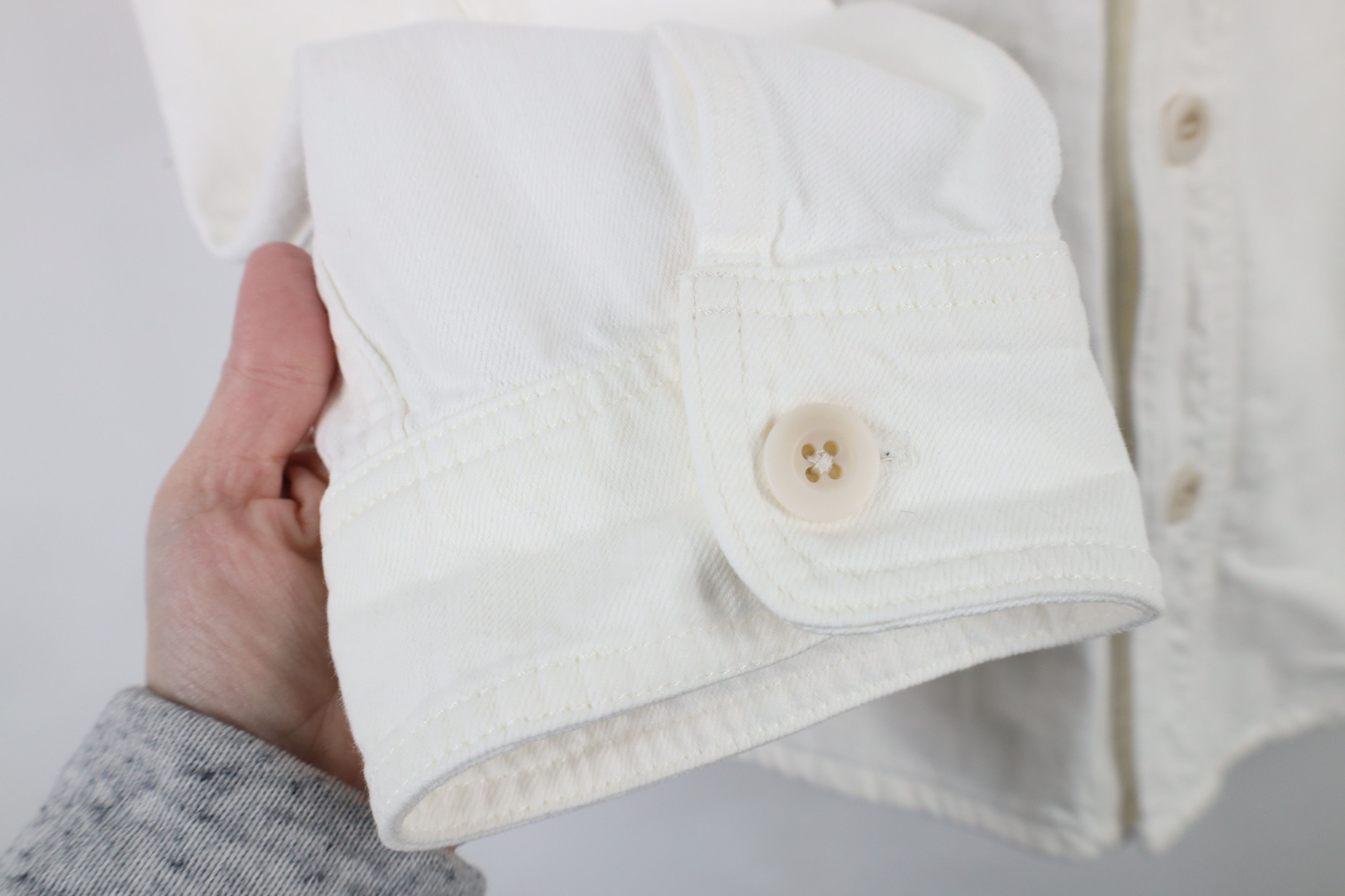 Madewell × Vintage Madewell Oversized Denim Button Chore Jacket White Cotton Size M / US 6-8 / IT 42-44 - 6 Thumbnail