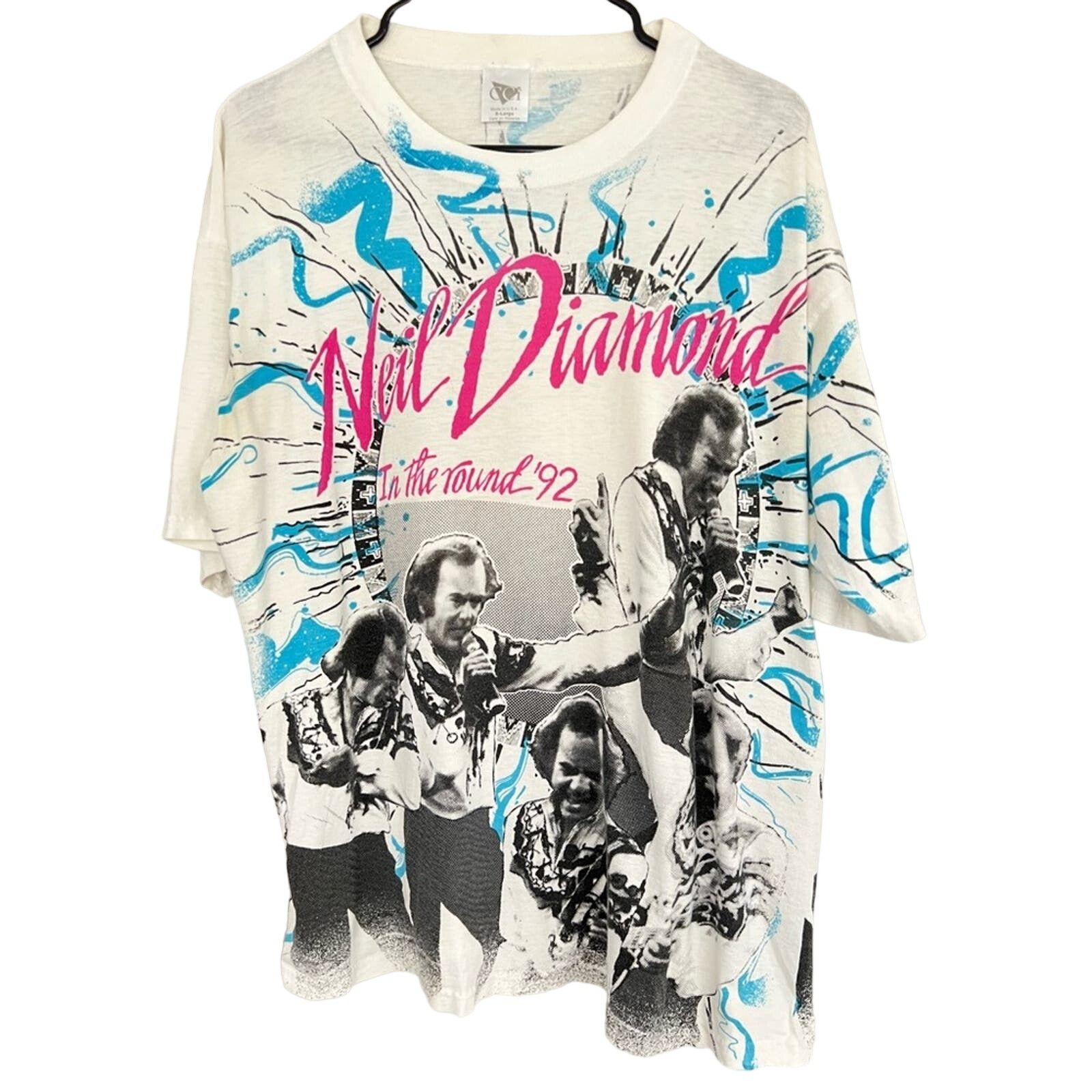 Band Tees Vintage Neil Diamond Shirt Tour Band Tee AOP 90s RARE USA Size US XL / EU 56 / 4 - 1 Thumbnail