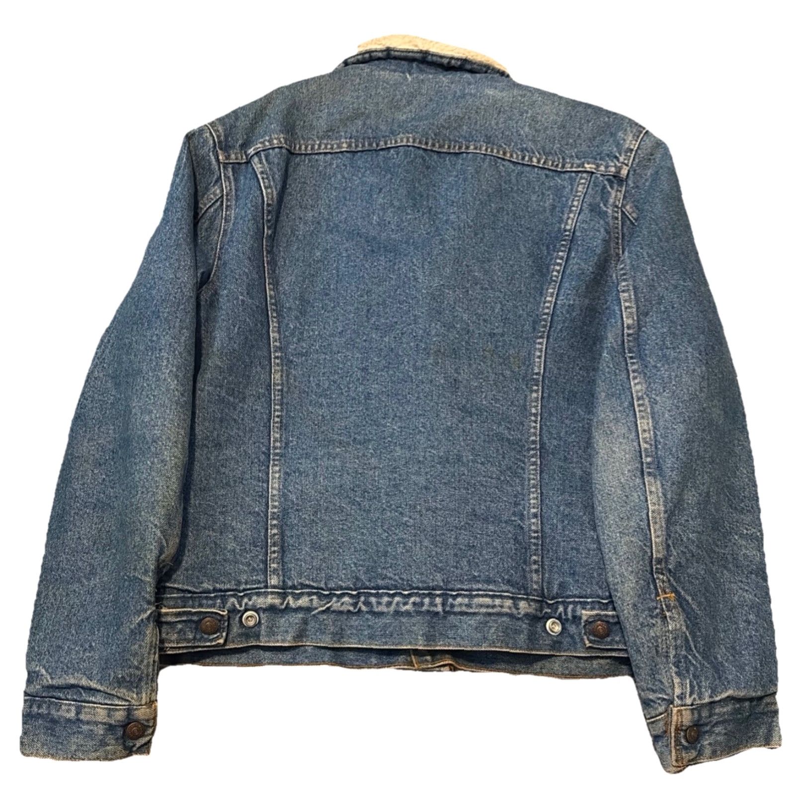 Levi's VINTAGE Levi's Orange Tab Denim Jean Sherpa Jacket L Large Mens 70s Bomber Orange Denim Jacket Size US 33 - 2 Thumbnail