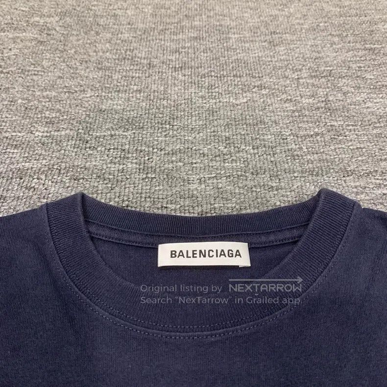 Balenciaga Balenciaga Navy Blue Wheat Pattern Short Sleeve Size US M / EU 48-50 / 2 - 9 Thumbnail