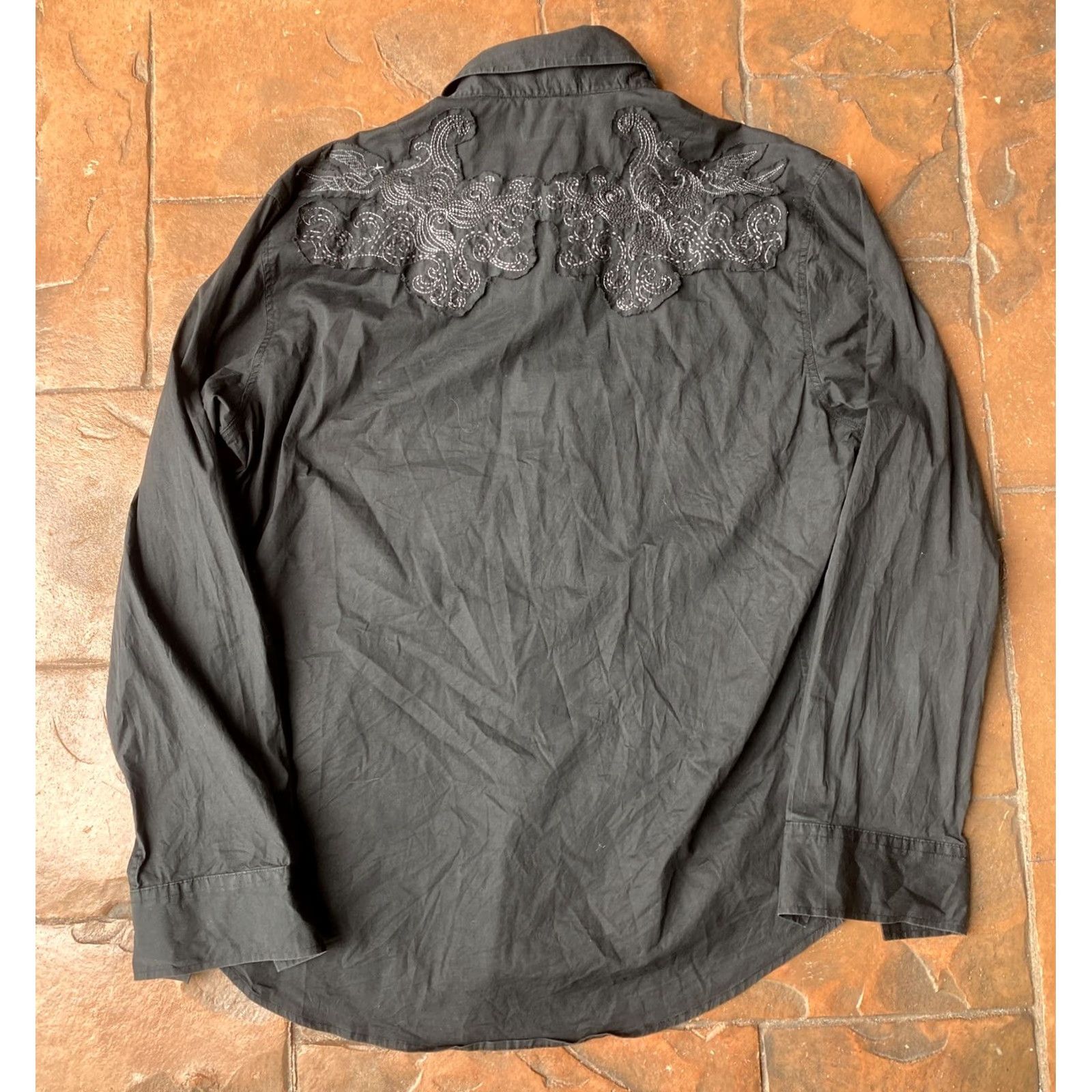 Vintage VINTAGE 7 Diamonds Button Up Long Sleeve Shirt Mens XL Black Grunge Embroidered Size US XL / EU 56 / 4 - 2 Thumbnail