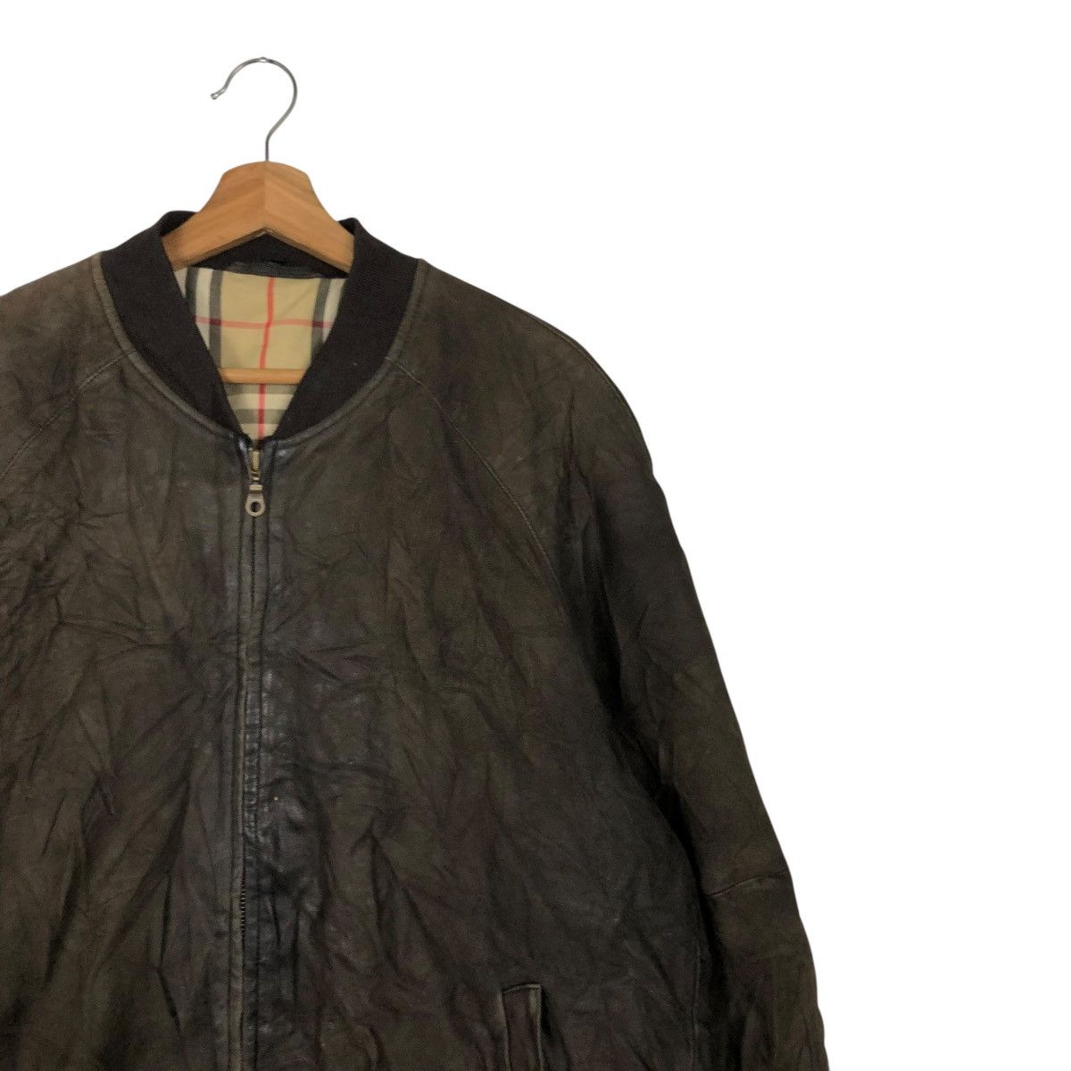 Burberry 🔥VINTAGE LEATHER JACKET BURBERRY LONDON NOVA CHECK BLANKET Size US M / EU 48-50 / 2 - 9 Thumbnail