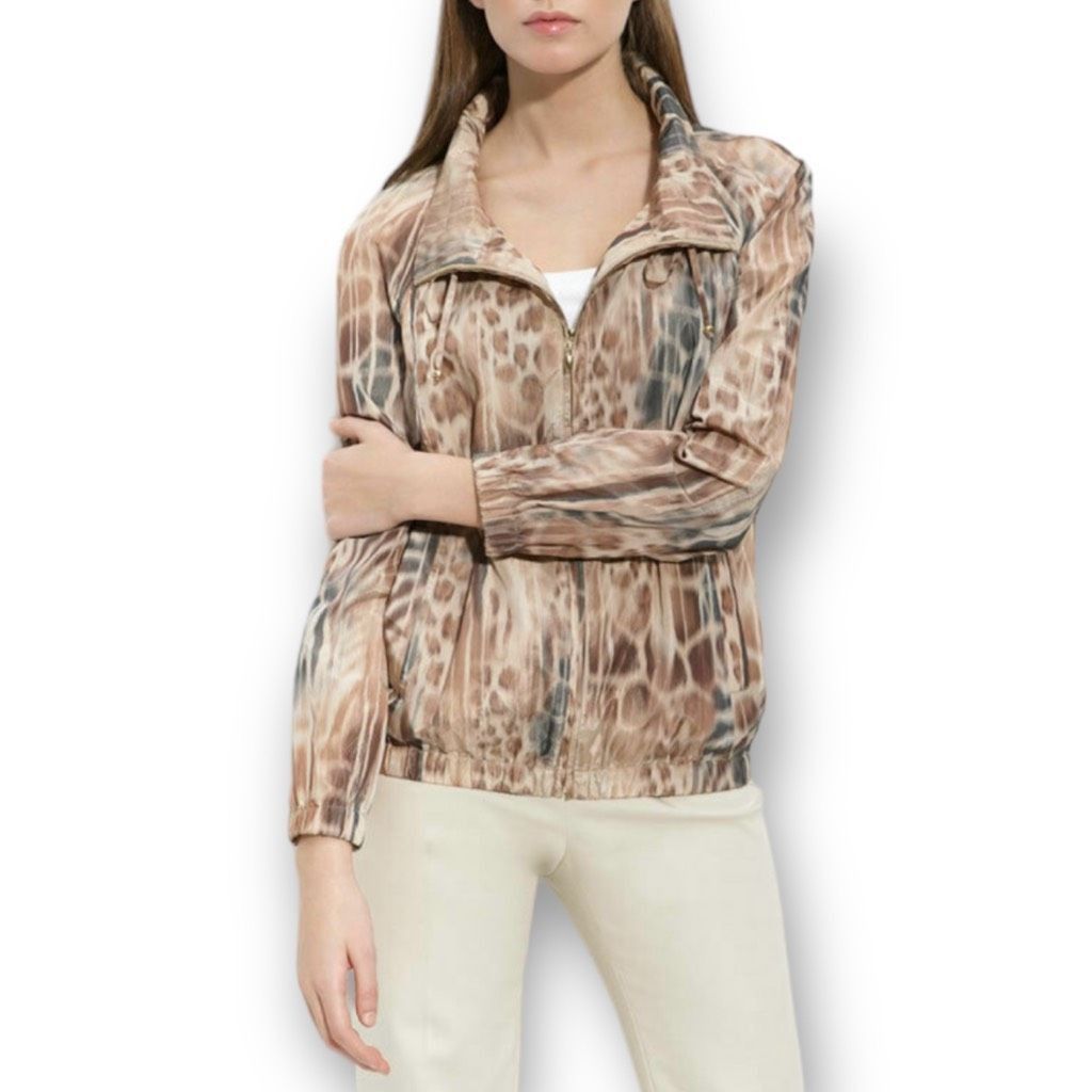 St. John St. John Animal Printed Taffeta Windbreaker Jacket Praline M Size XS / US 0-2 / IT 36-38 - 1 Thumbnail