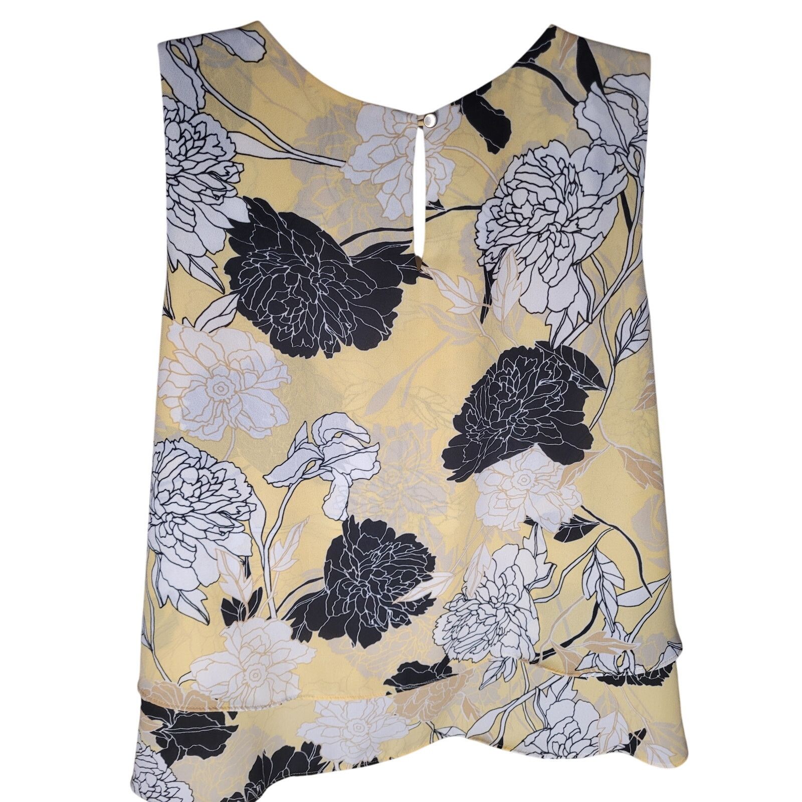 Liz Claiborne Liz Claiborne Blouse Yellow/Black Sleeveless V Neck Sz M Size M / US 6-8 / IT 42-44 - 2 Thumbnail
