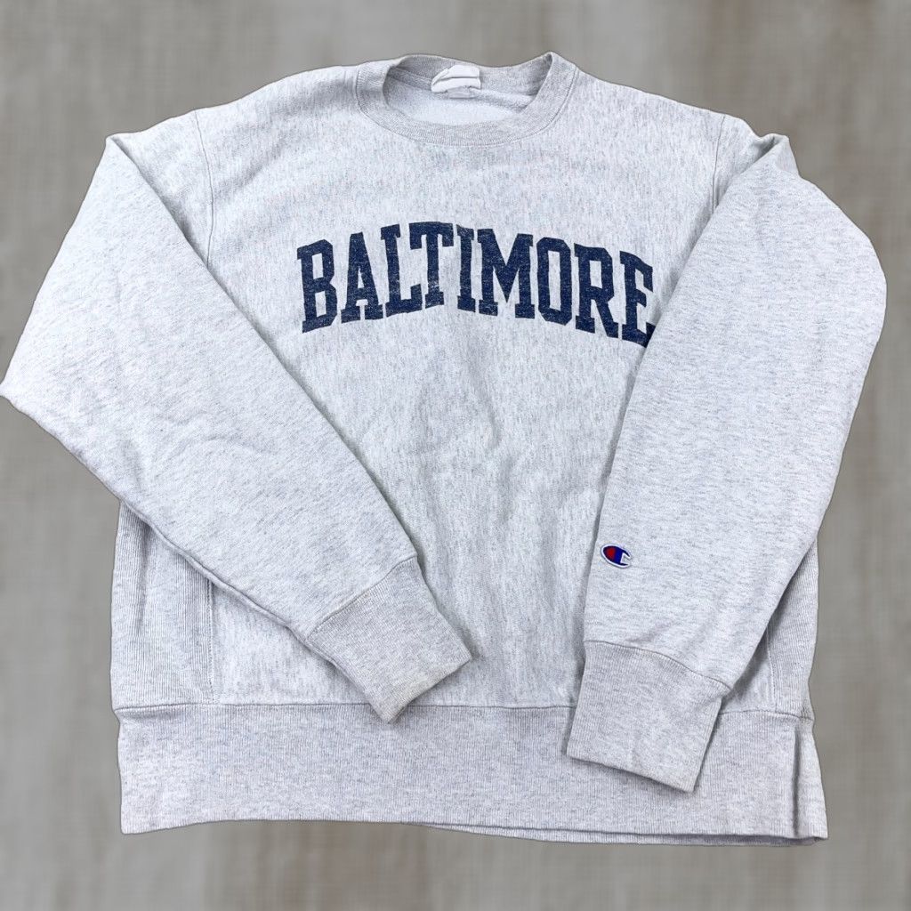 Champion Reverse Weave Sweatshirt Men Medium Gray Baltimore Retro Adult Heather