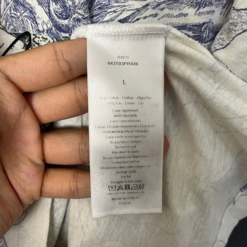 Dior Dior White and blue zoo full print short sleeves Size L / US 10 / IT 46 - 6 Thumbnail