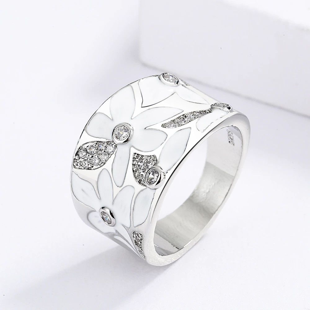 Jewelry Exquisite Red Flower Handmade Enamel Ring Size ONE SIZE - 2 Thumbnail