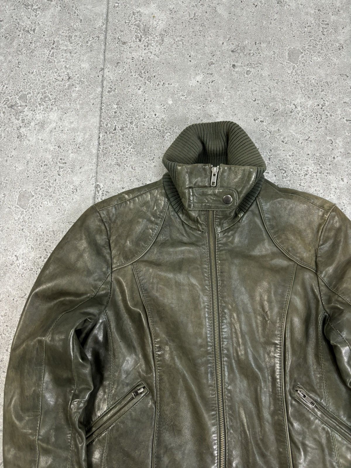 Genuine Leather × Japanese Brand Archive Japanese Leather Jacket Distressed Faded Cropped 00s Size US M / EU 48-50 / 2 - 6 Thumbnail