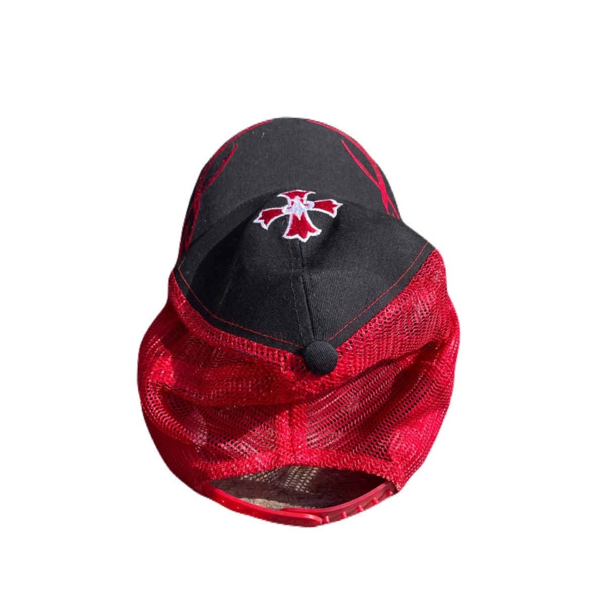 If Six Was Nine 2000s Japanese archive Cross Design Embroidery Meshcap Y2K Size ONE SIZE - 4 Thumbnail