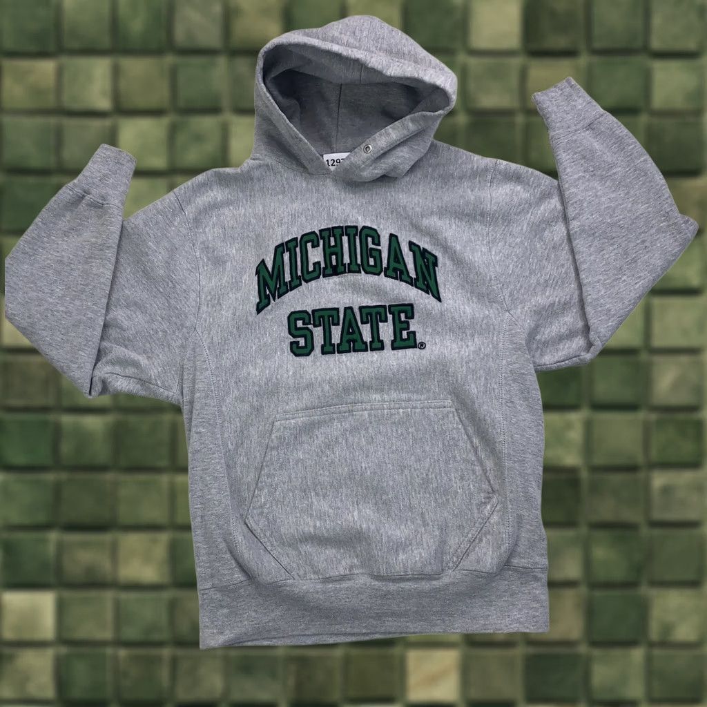 Vintage VINTAGE Steve & Barry’s Michigan State Embroidered Thick Hoodie Adults XS Gray 90s Embroidered Pullover Men Women Boys Girls Hoodie Size US XS / EU 42 / 0 - 1 Thumbnail