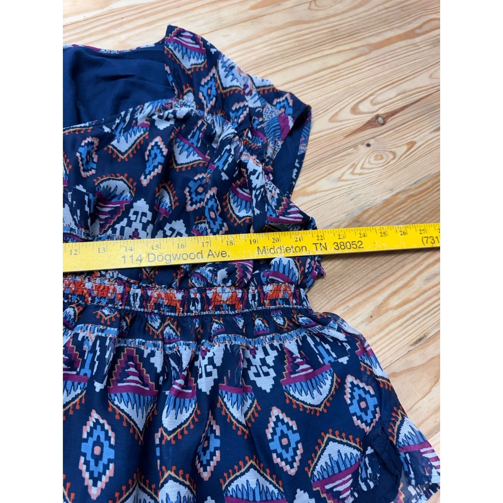 Old Navy Old Navy Top Blue V-Neck Blouse Smocked Waist Women’s 2X Size XXL / US 16-18 / IT 52-54 - 7 Thumbnail