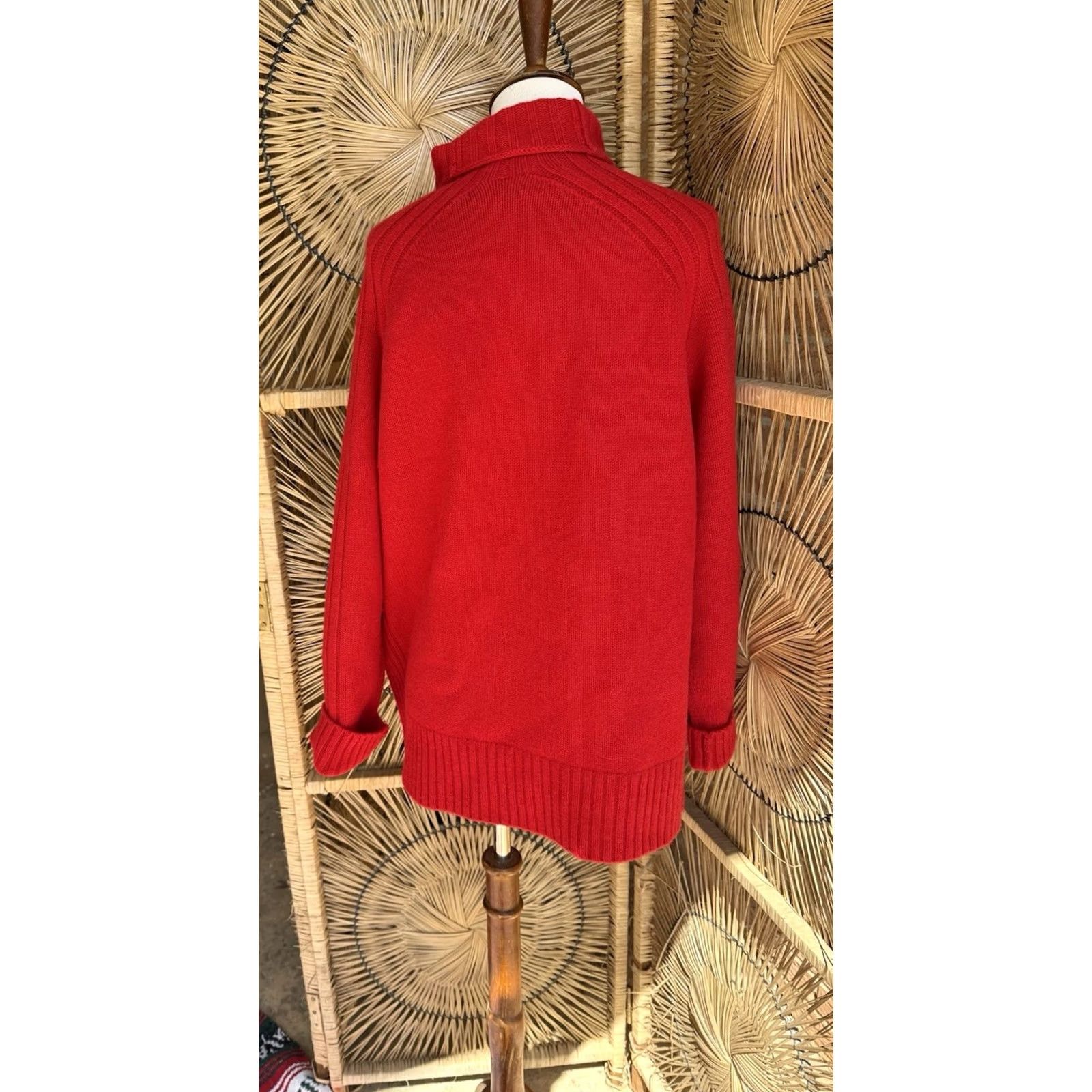 Ralph Lauren Polo Ralph Lauren Red Ribbed Turtleneck Sweater M Women’s Knit Pullover Long Sleeve Cotton Solid" Size M / US 6-8 / IT 42-44 - 6 Thumbnail