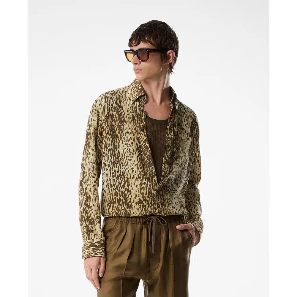 Tom Ford o1loc1c0825 HRO003 Silk Fluid Shirt in Brown Size US L / EU 52-54 / 3 - 1 Thumbnail