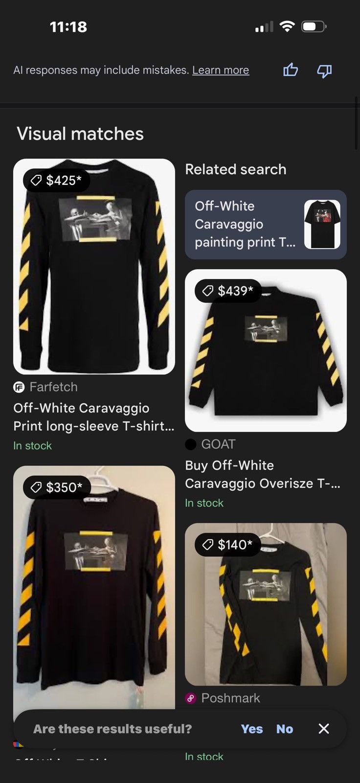 Off-White Off-White Caravaggio Black T-Shirt Virgil Abloh L/S Small Size US S / EU 44-46 / 1 - 2 Thumbnail