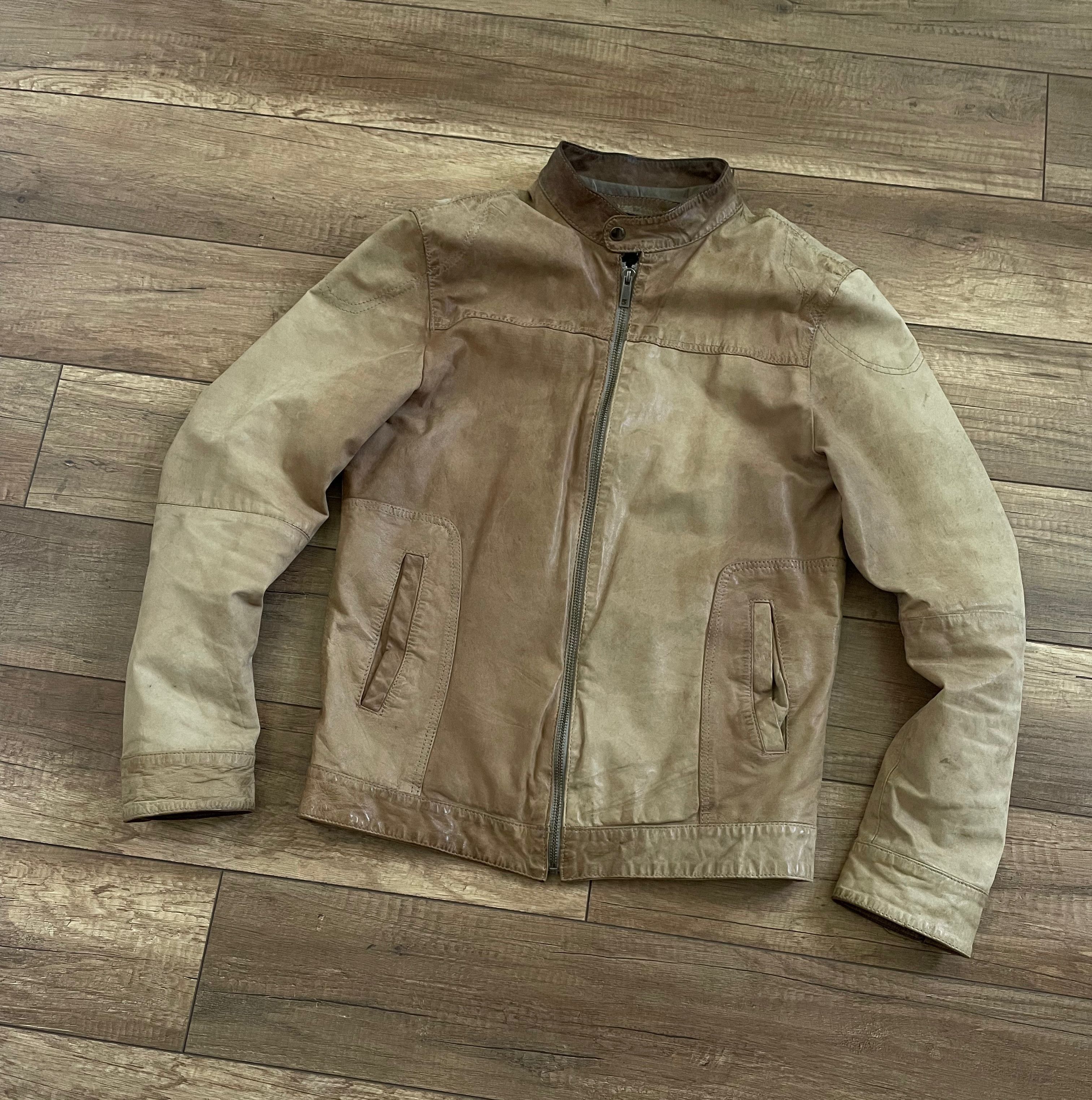 Jack & Jones Jack Jones Distressed Heavy Leather Jacket Bomber Size US L / EU 52-54 / 3 - 1 Thumbnail
