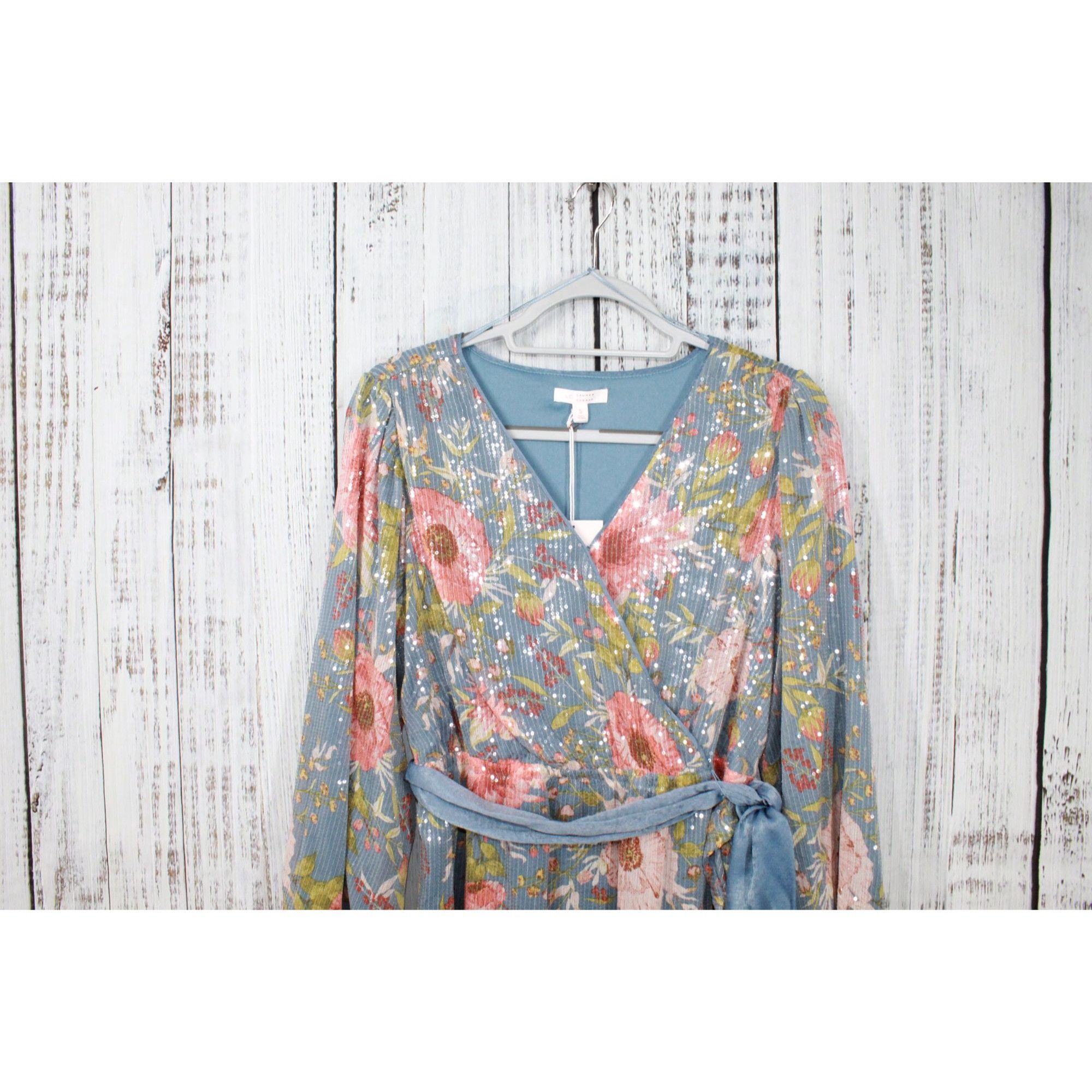Lauren Conrad NEW LC Lauren Conrad Faux Wrap Fit & Flare Dress Sequin Size S / US 4 / IT 40 - 4 Thumbnail