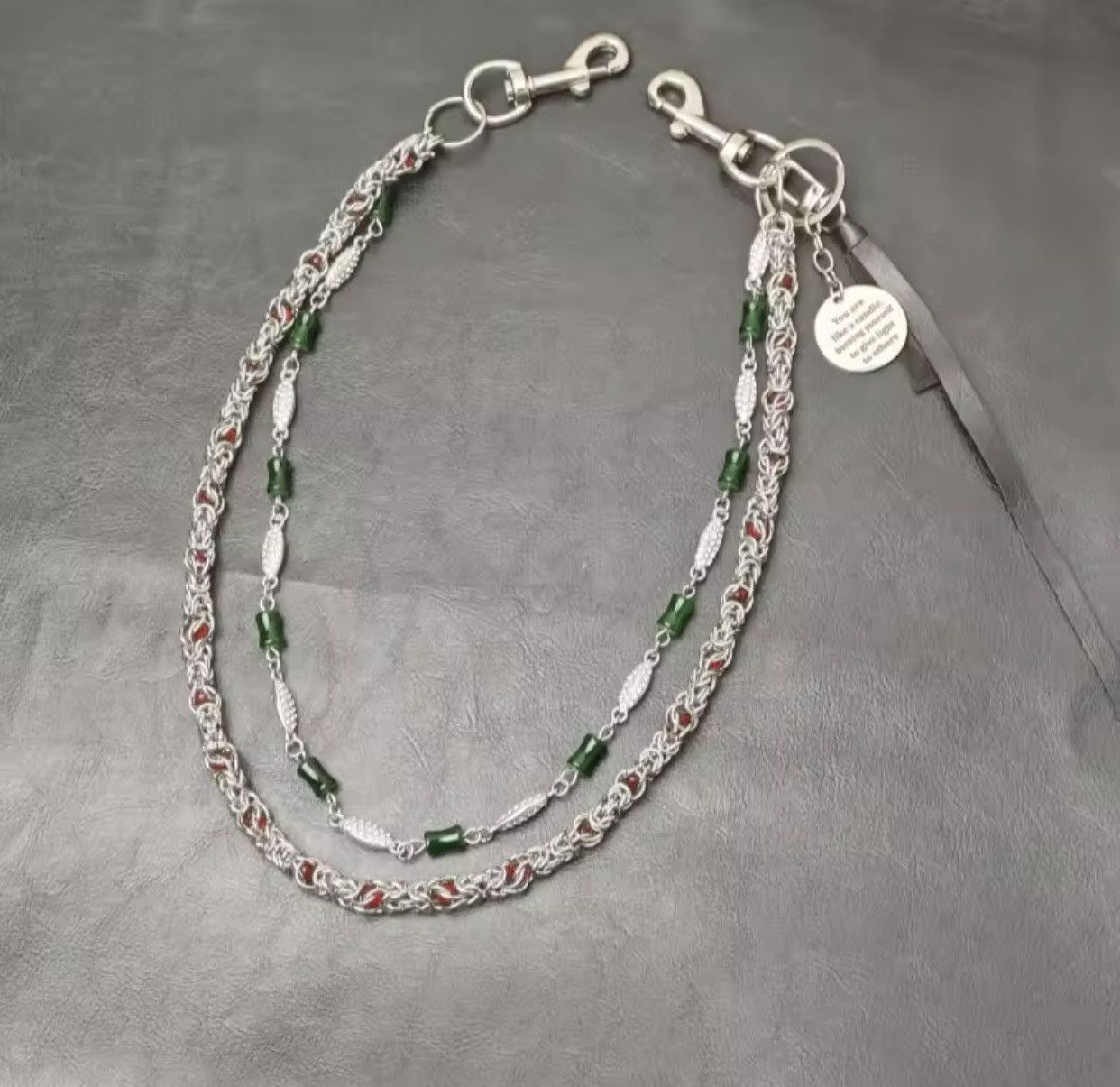 Jewelry Concise Keel Clamp Beads Bilayer Jade Node Chain Size ONE SIZE - 3 Thumbnail