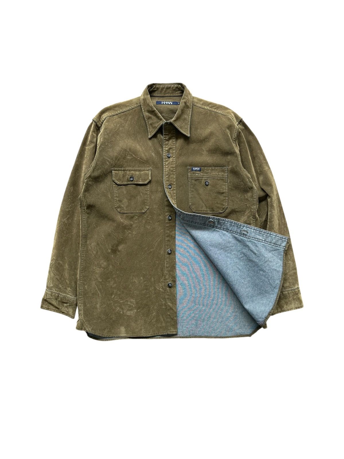 Kansai Yamamoto 00's Kansai Jeans moleskin denim shirt Size US L / EU 52-54 / 3 - 6 Thumbnail